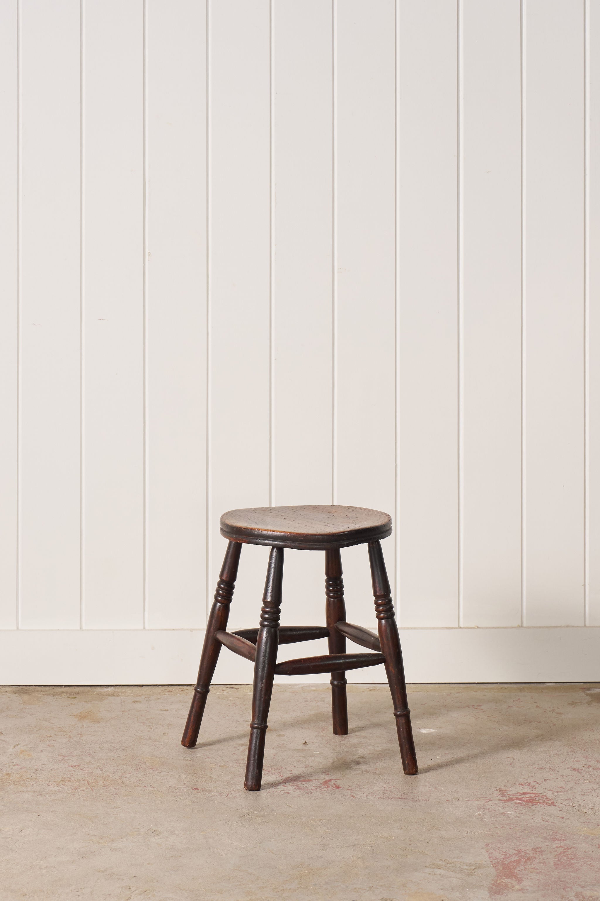 19th Century Oak Joint Stool with Stretchers
