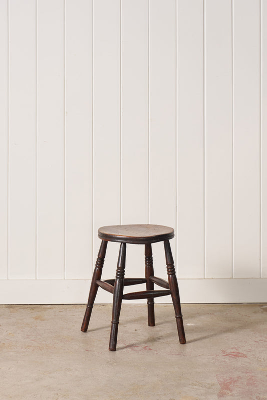19th Century Oak Joint Stool with Stretchers