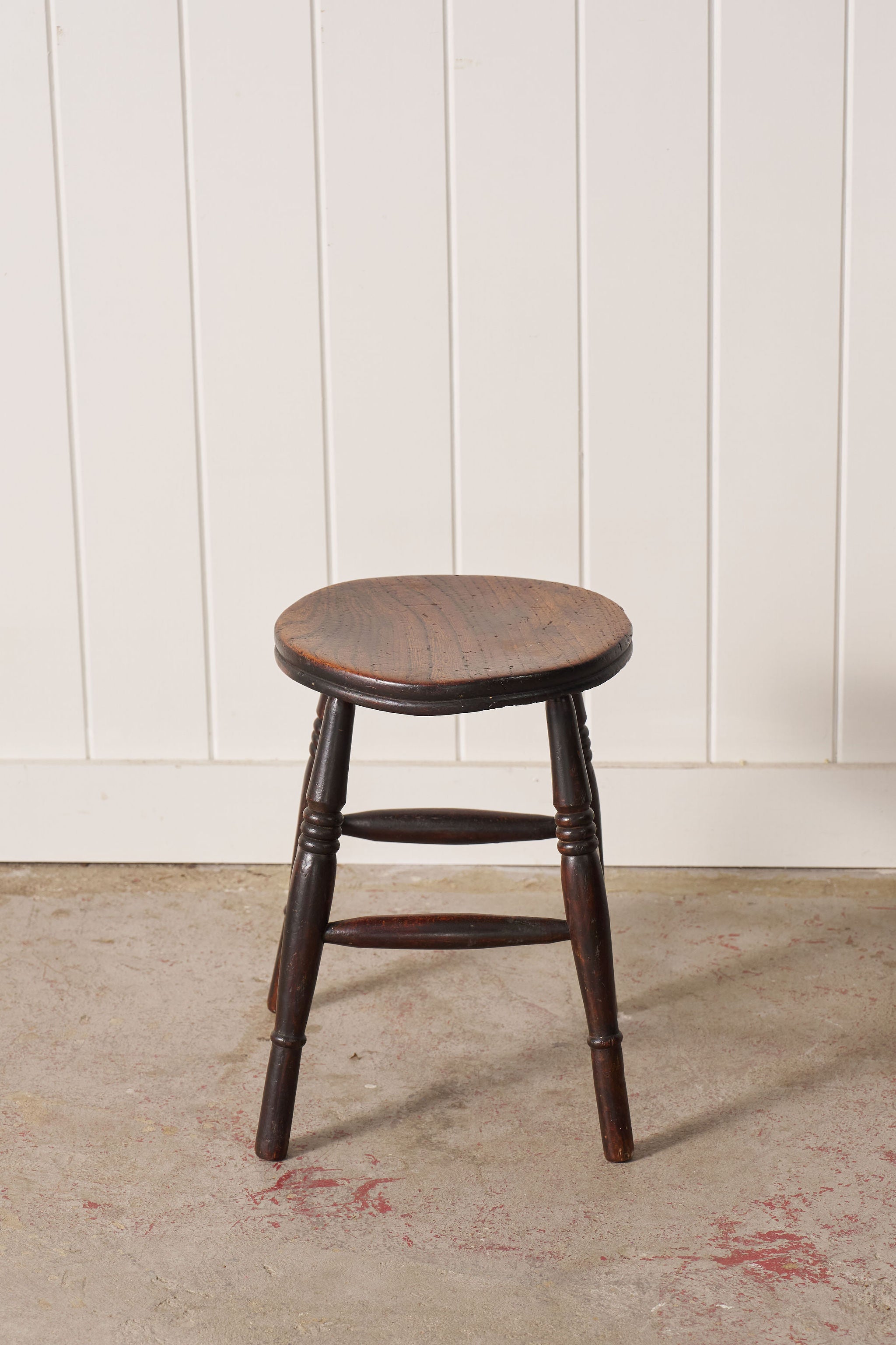 19th Century Oak Joint Stool with Stretchers