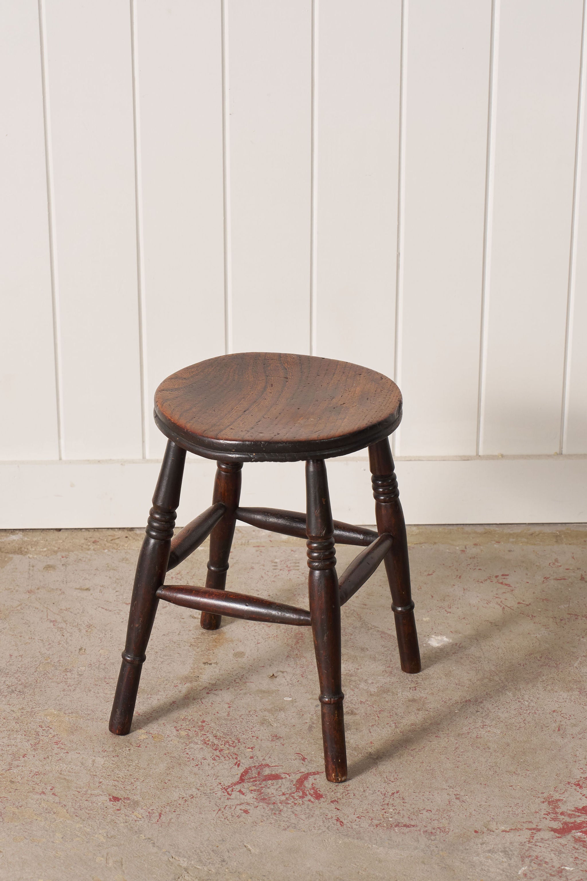 19th Century Oak Joint Stool with Stretchers
