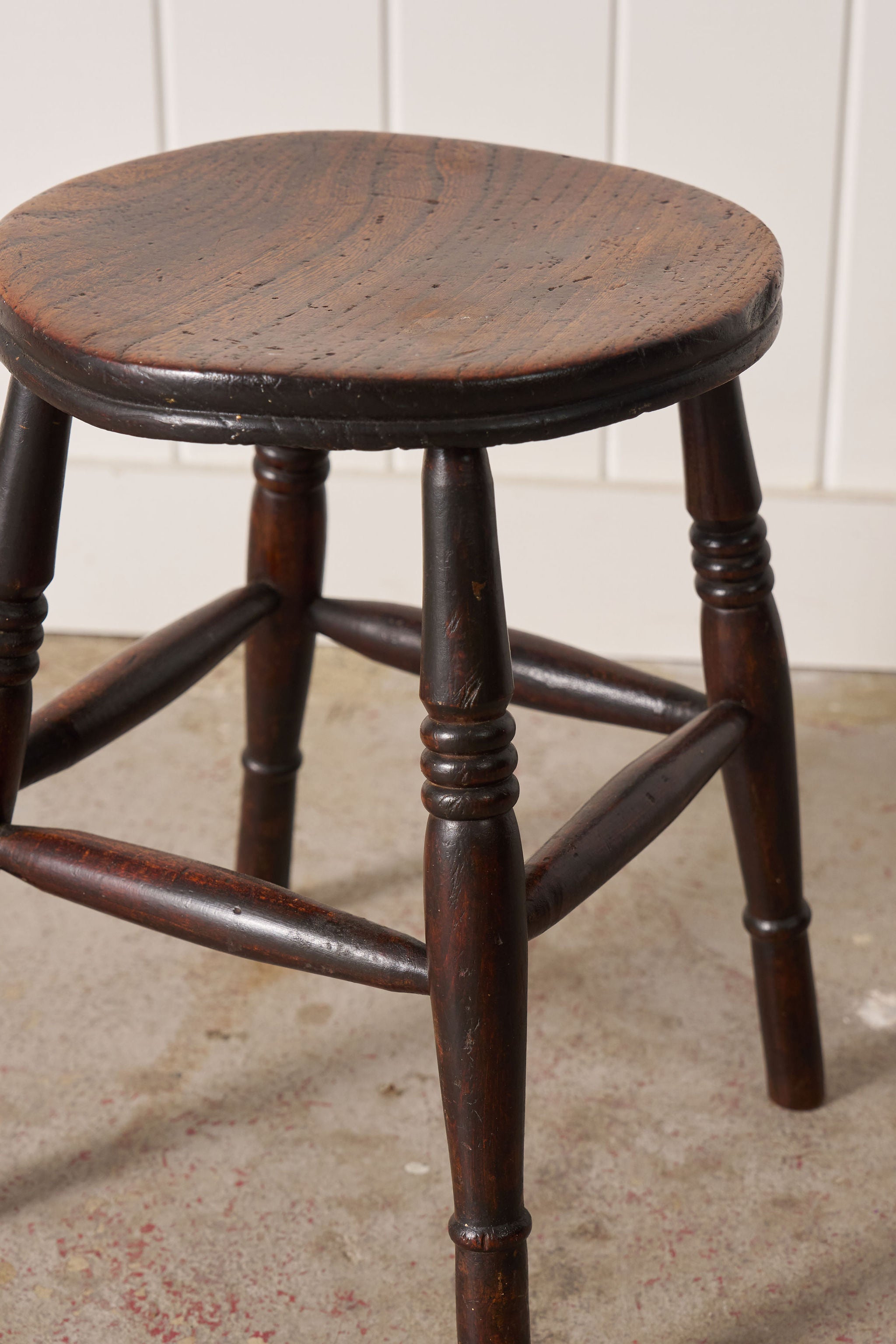 19th Century Oak Joint Stool with Stretchers