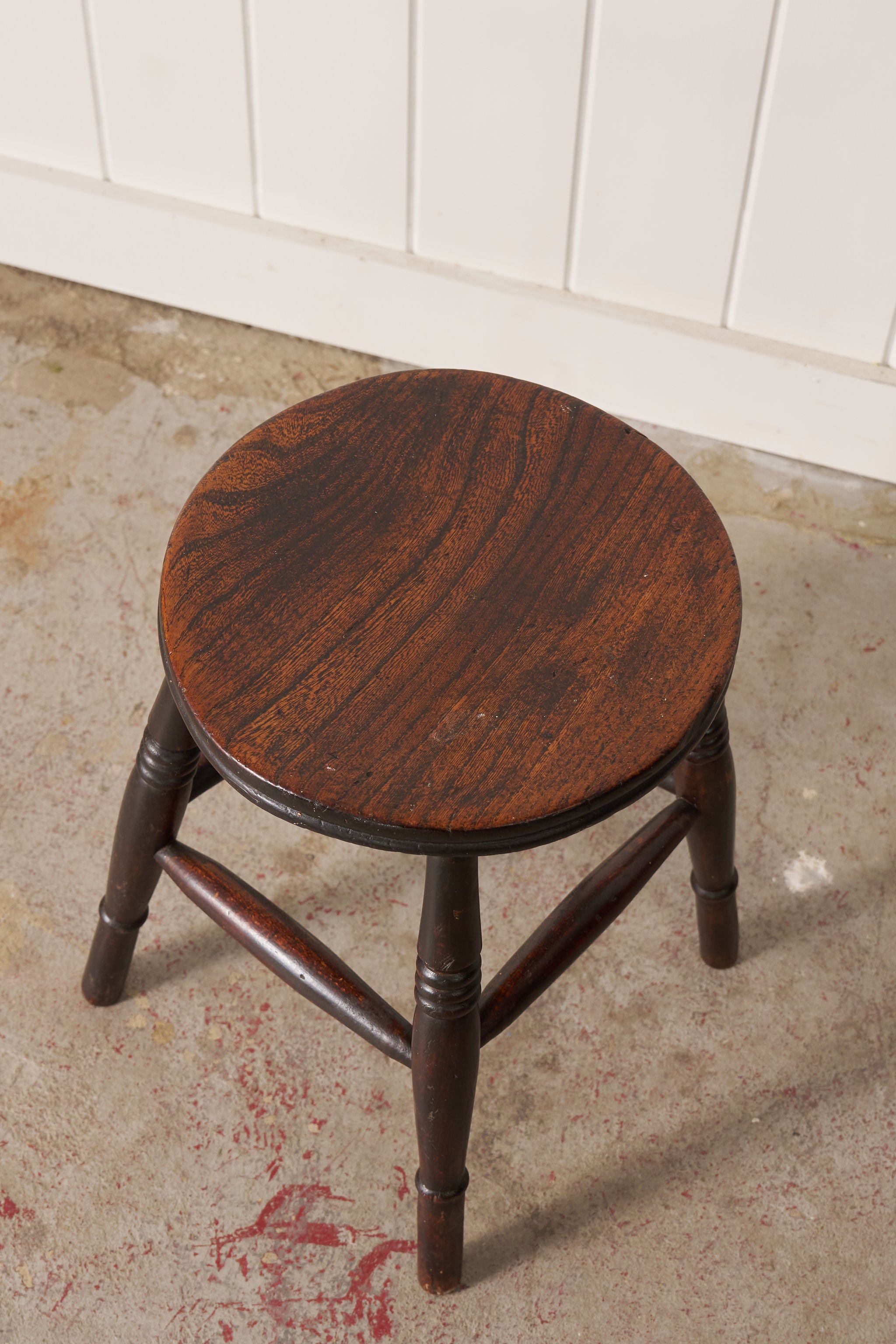 19th Century Oak Joint Stool with Stretchers