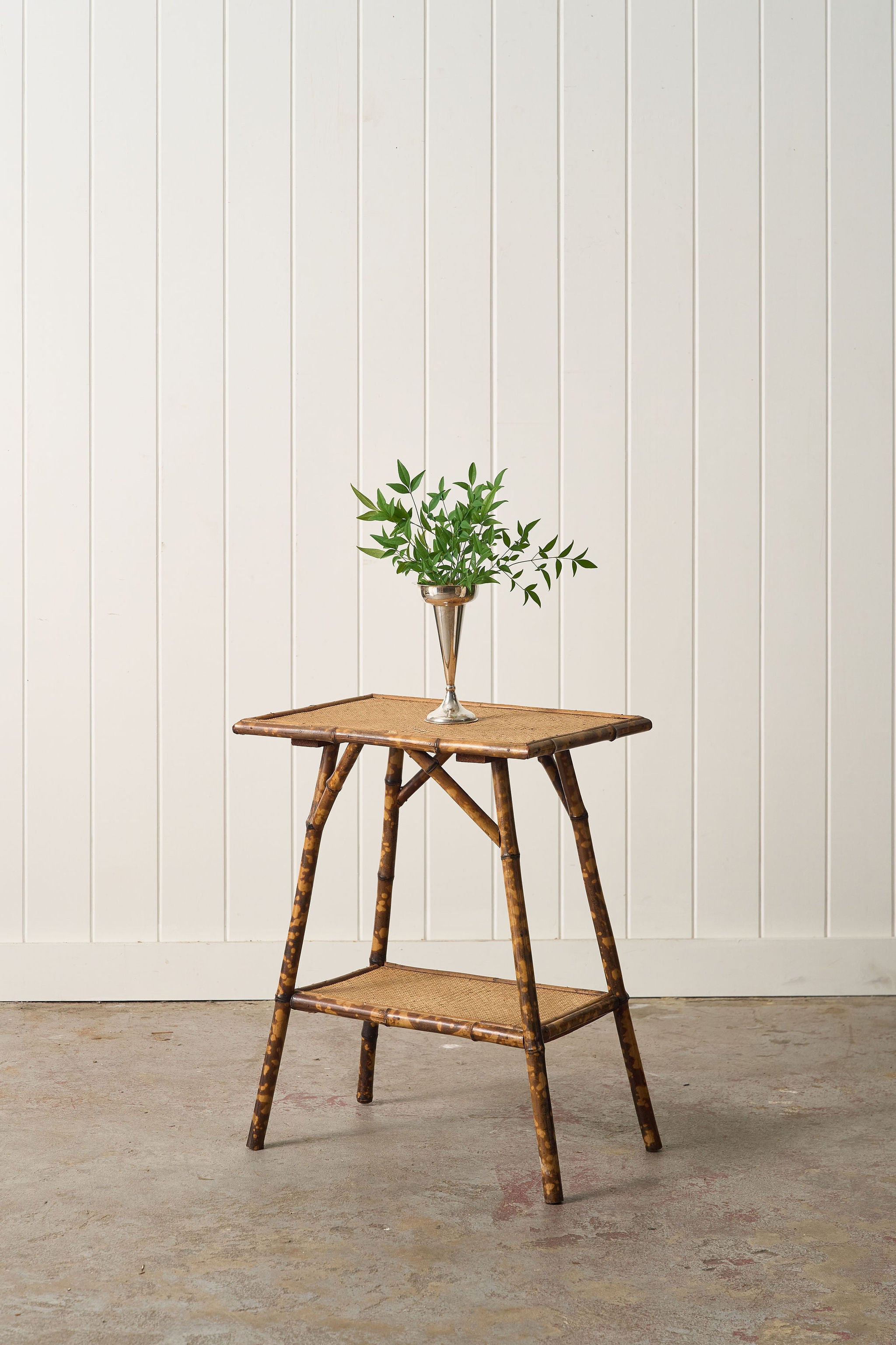 19th Century Burnt Bamboo Two-Tier Side Table