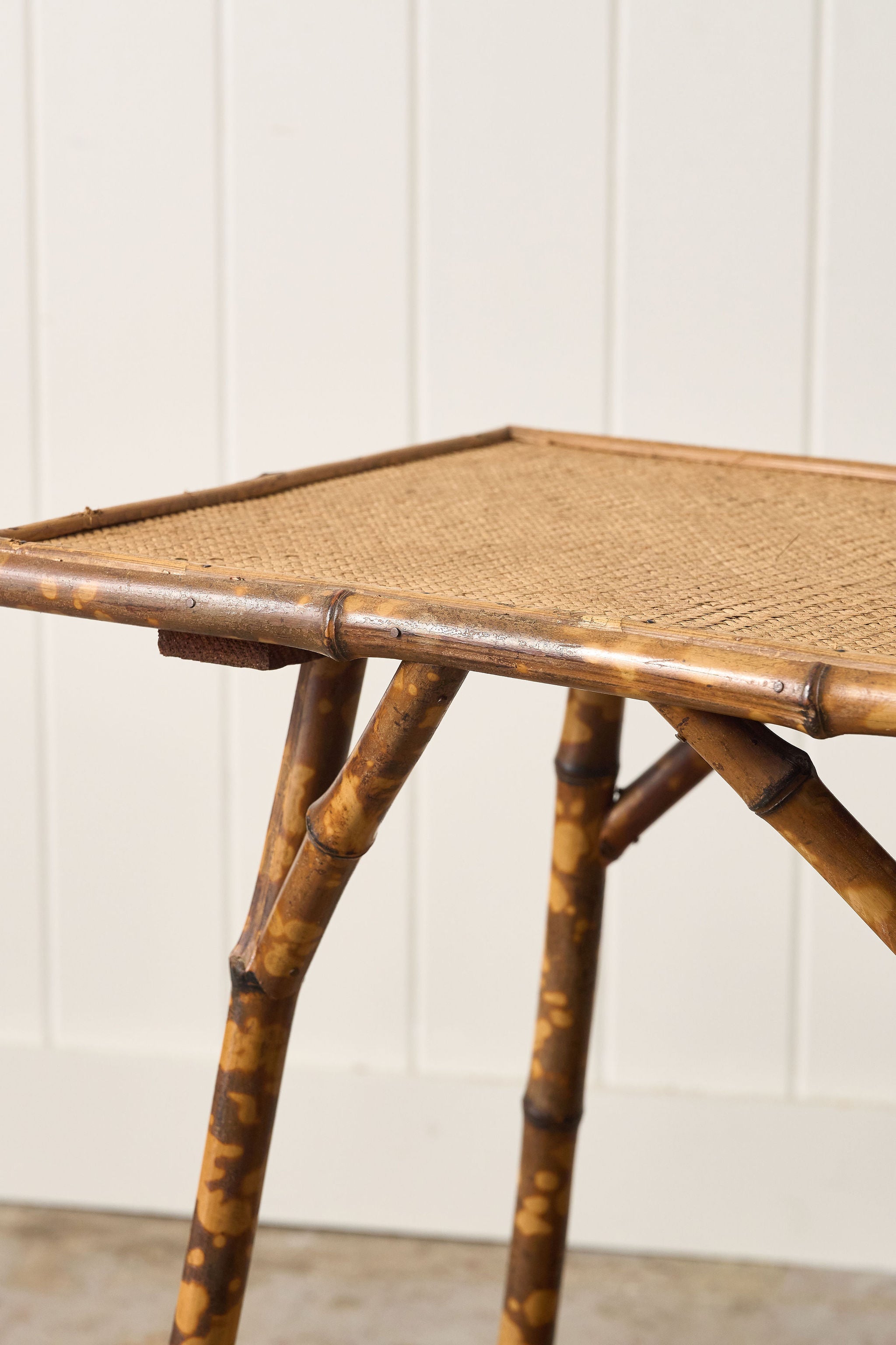 19th Century Burnt Bamboo Two-Tier Side Table