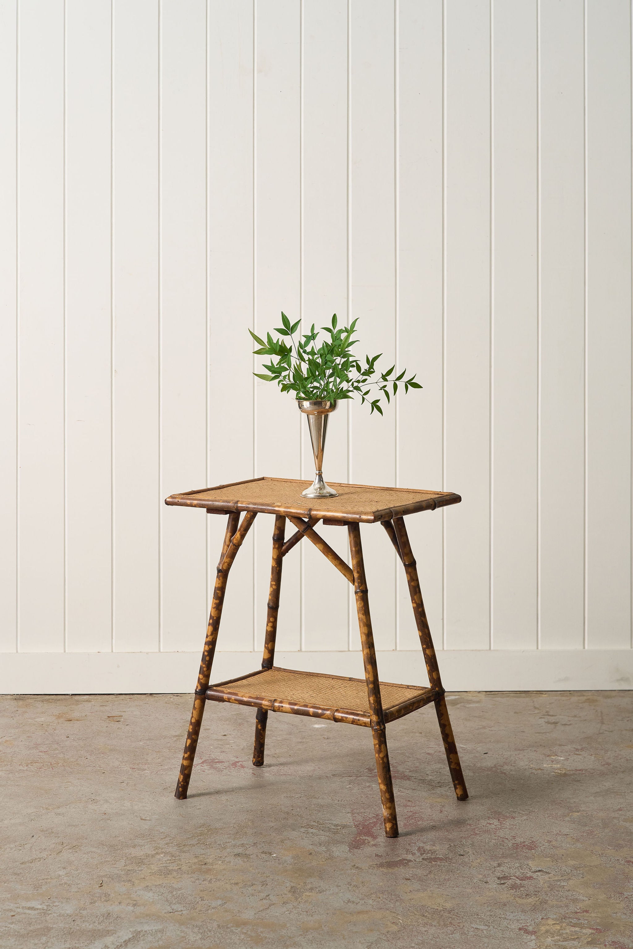 19th Century Burnt Bamboo Two-Tier Side Table