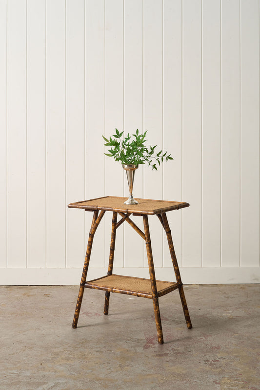 19th Century Burnt Bamboo Two-Tier Side Table