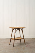 Load image into Gallery viewer, 19th Century Burnt Bamboo Two-Tier Side Table
