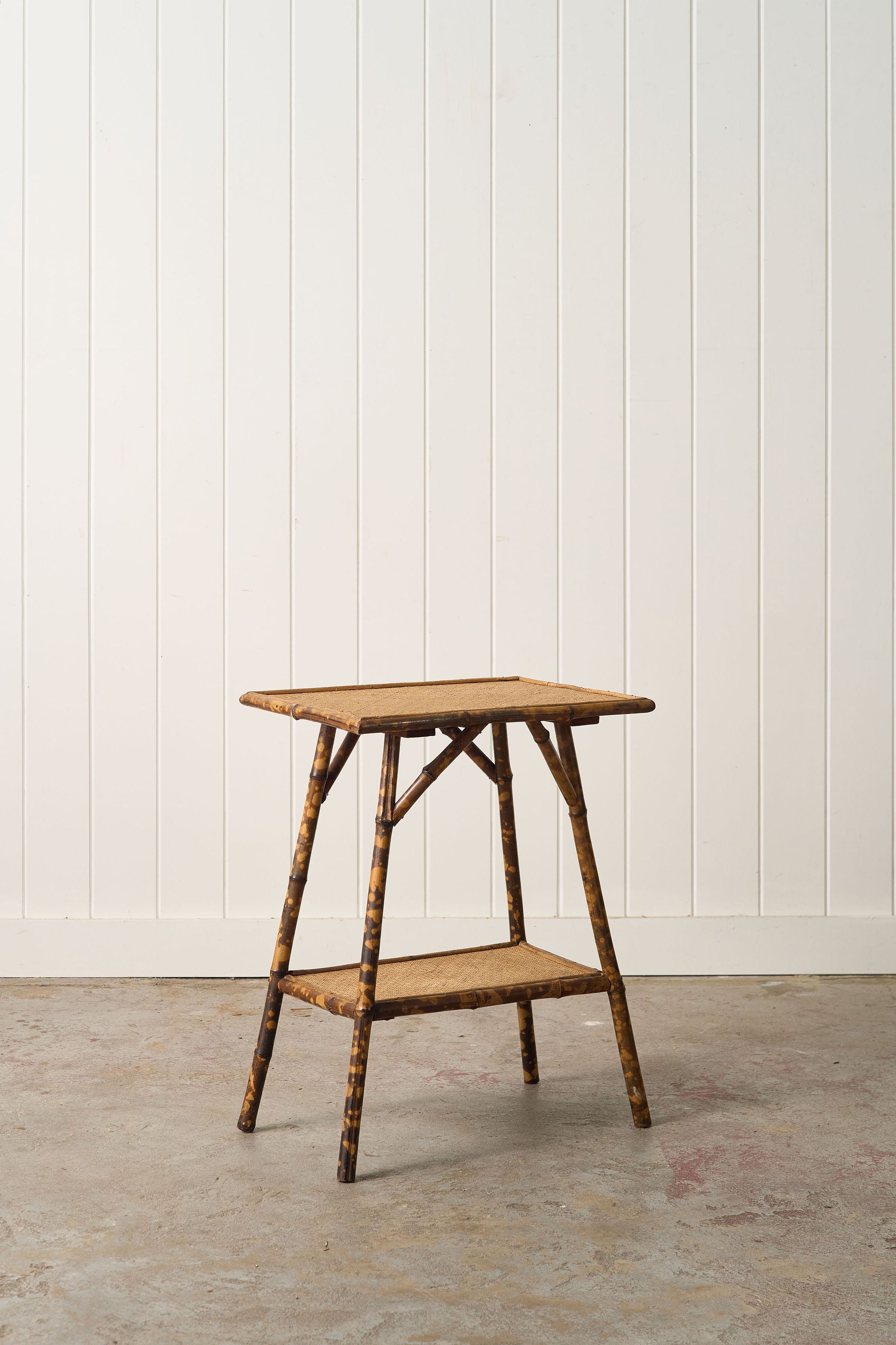 19th Century Burnt Bamboo Two-Tier Side Table