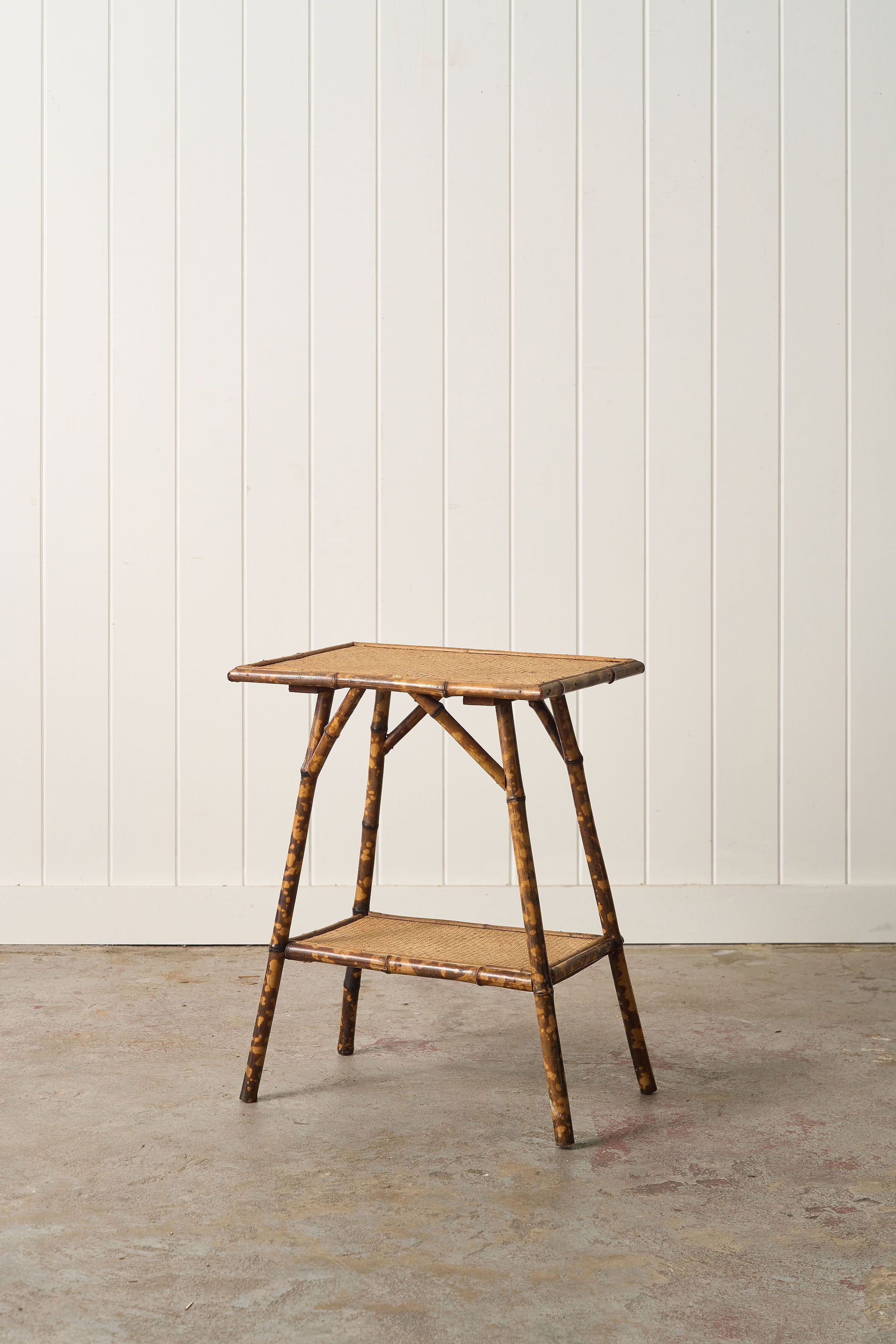 19th Century Burnt Bamboo Two-Tier Side Table