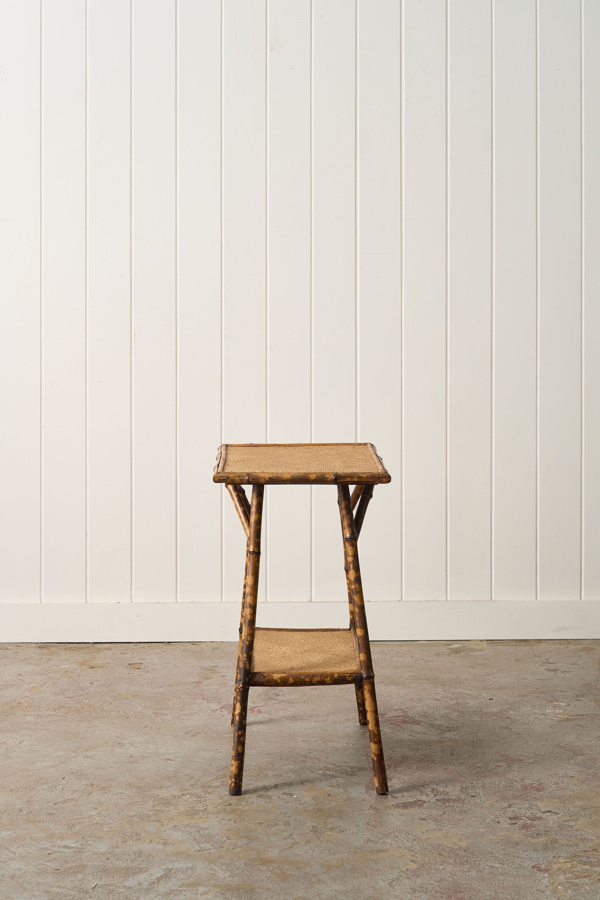 19th Century Burnt Bamboo Two-Tier Side Table