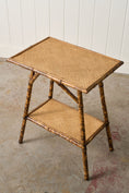 Load image into Gallery viewer, 19th Century Burnt Bamboo Two-Tier Side Table

