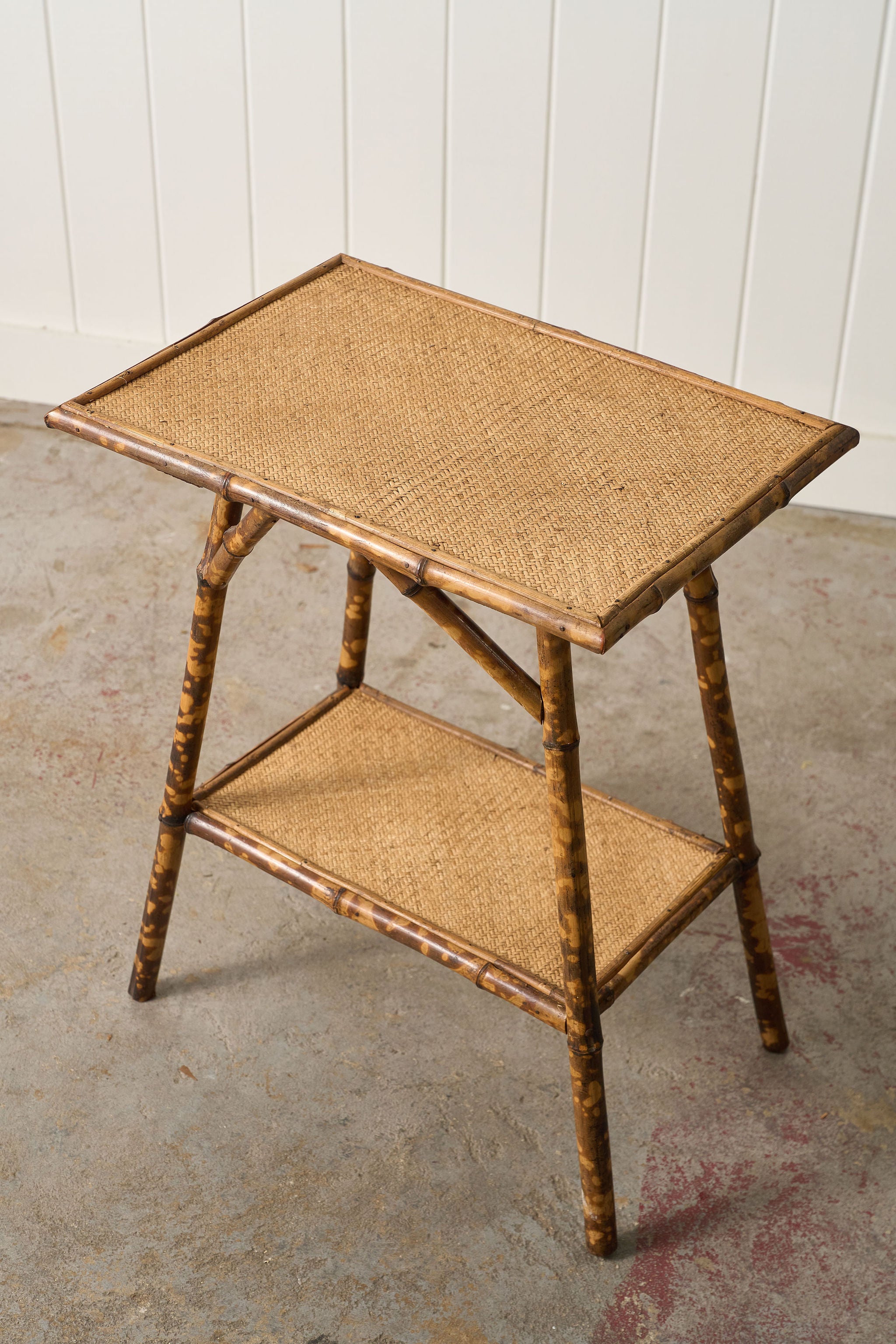 19th Century Burnt Bamboo Two-Tier Side Table