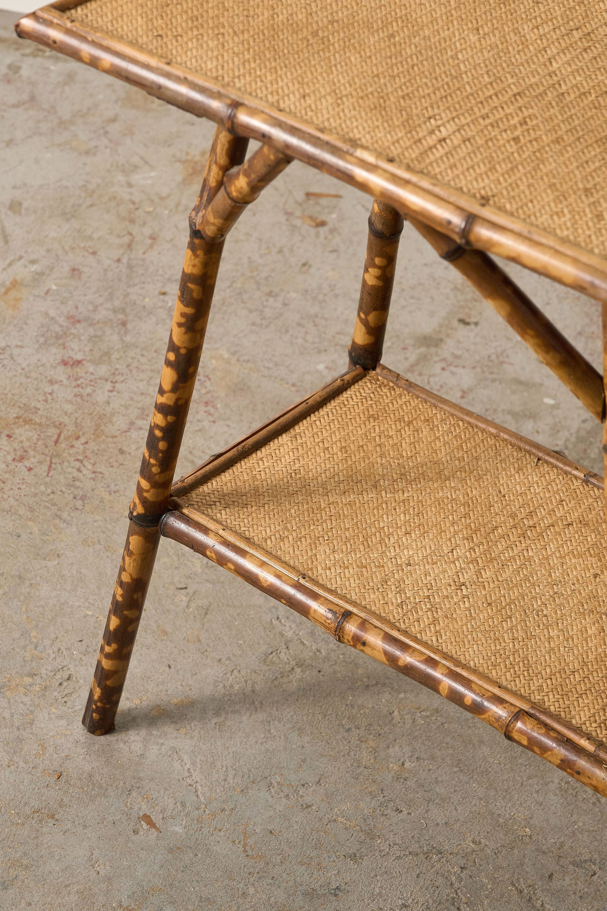 19th Century Burnt Bamboo Two-Tier Side Table