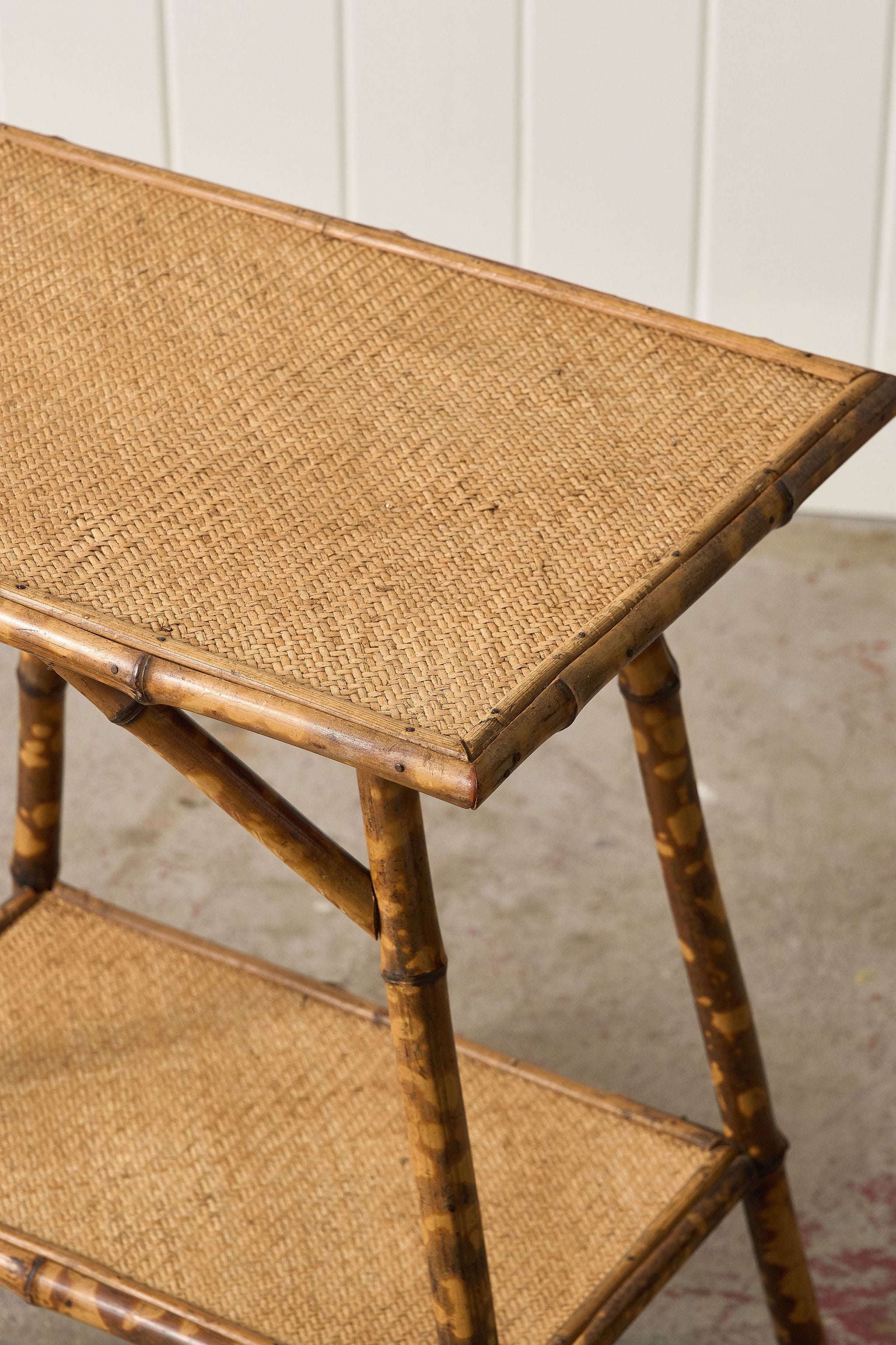 19th Century Burnt Bamboo Two-Tier Side Table