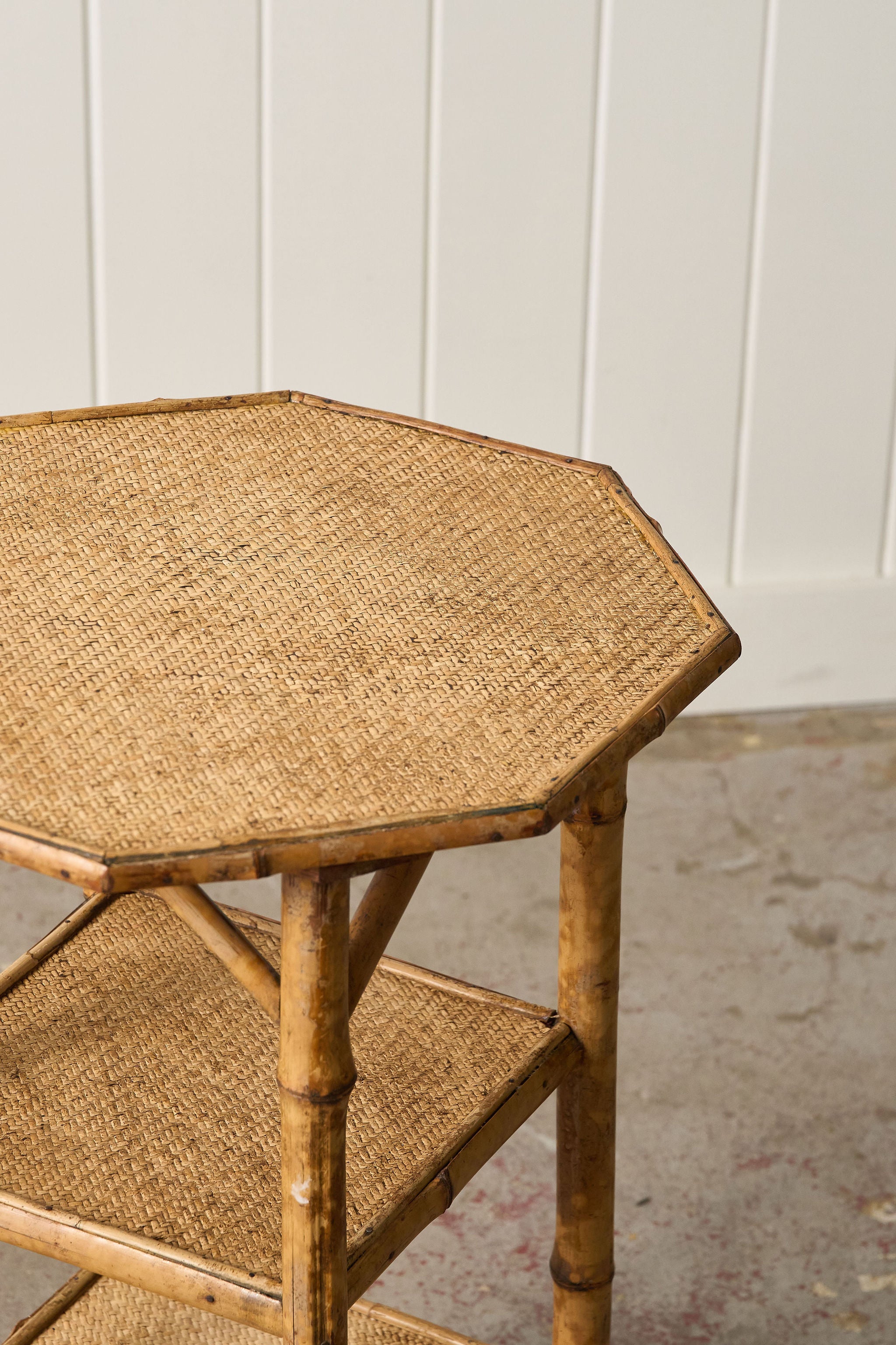 19th Century English Tortoise Bamboo Octagonal 3 Tiered Table