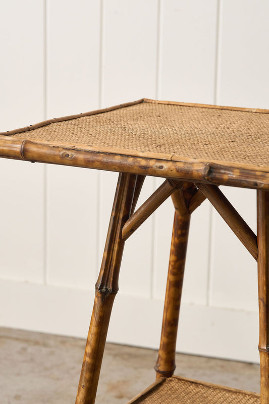 19th Century Tortoise Bamboo Two-Tiered Table