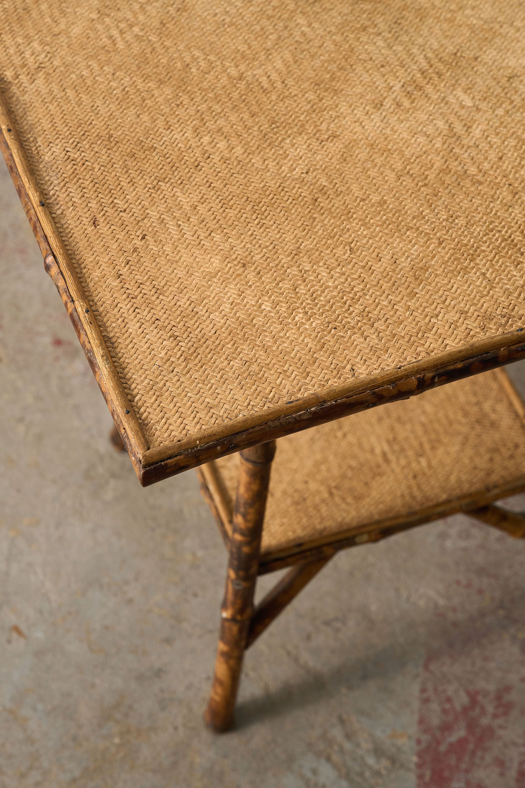 19th Century Tortoise Bamboo Two-Tiered Table