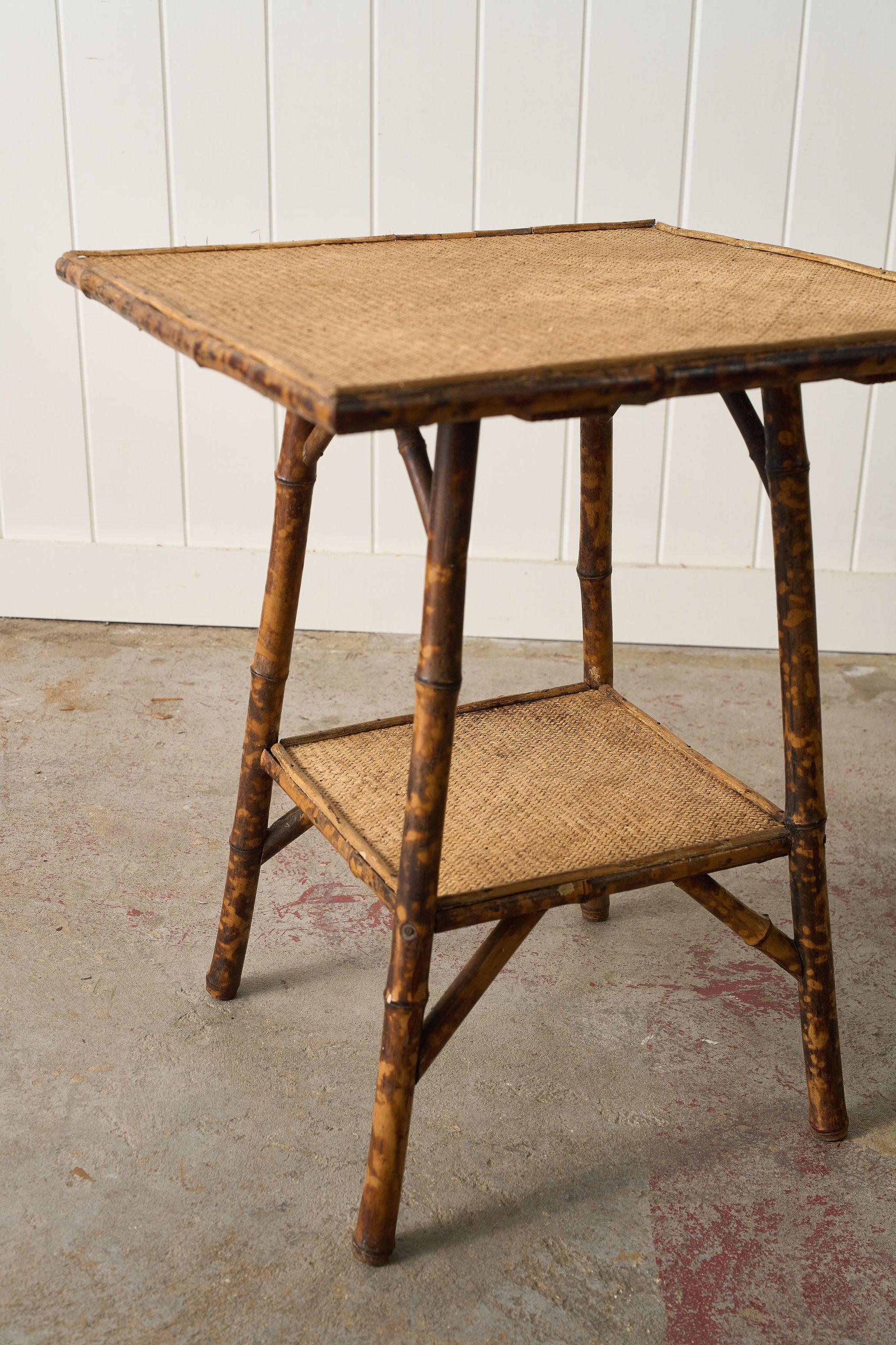 19th Century Tortoise Bamboo Two-Tiered Table