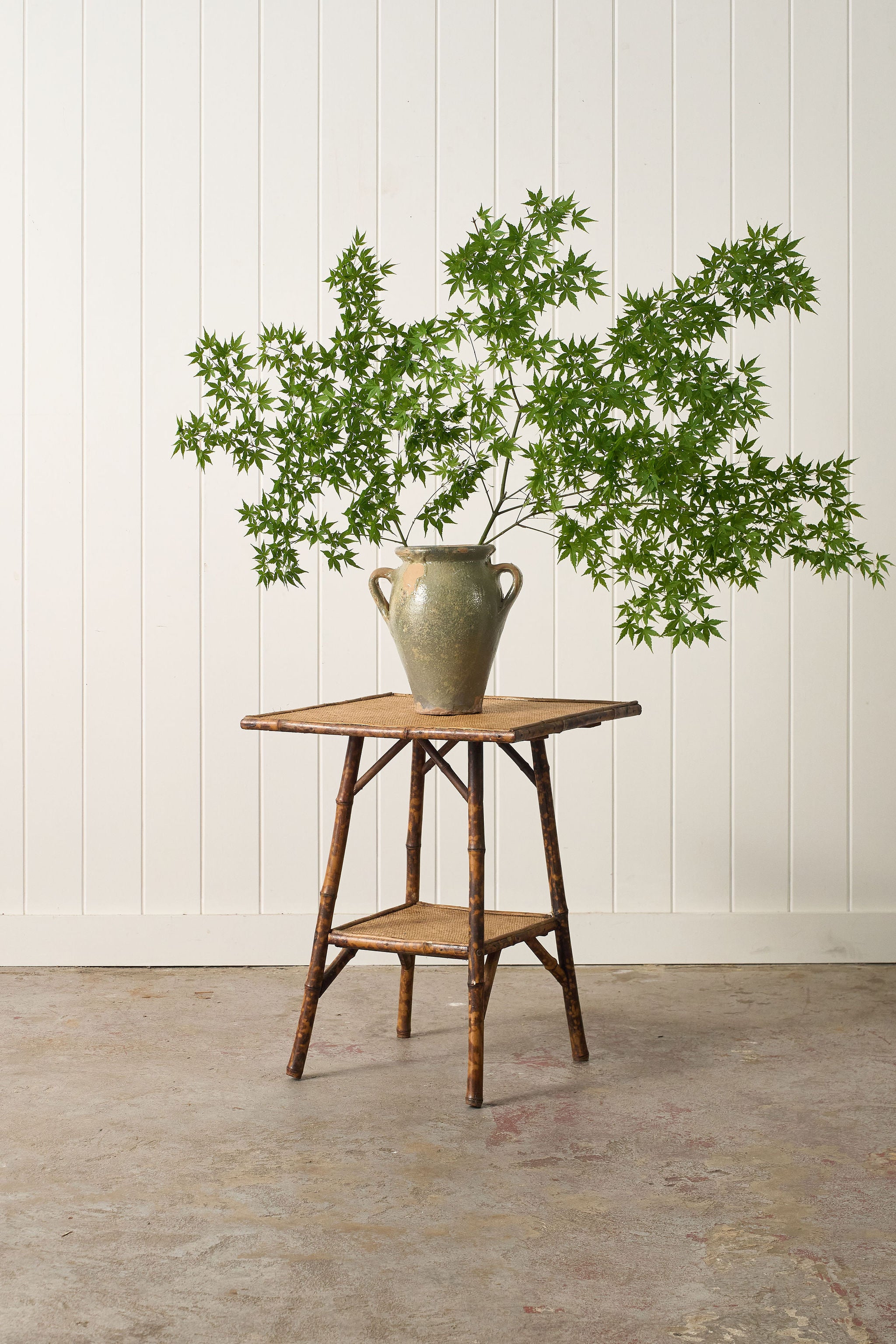 19th Century Tortoise Bamboo Two-Tiered Table
