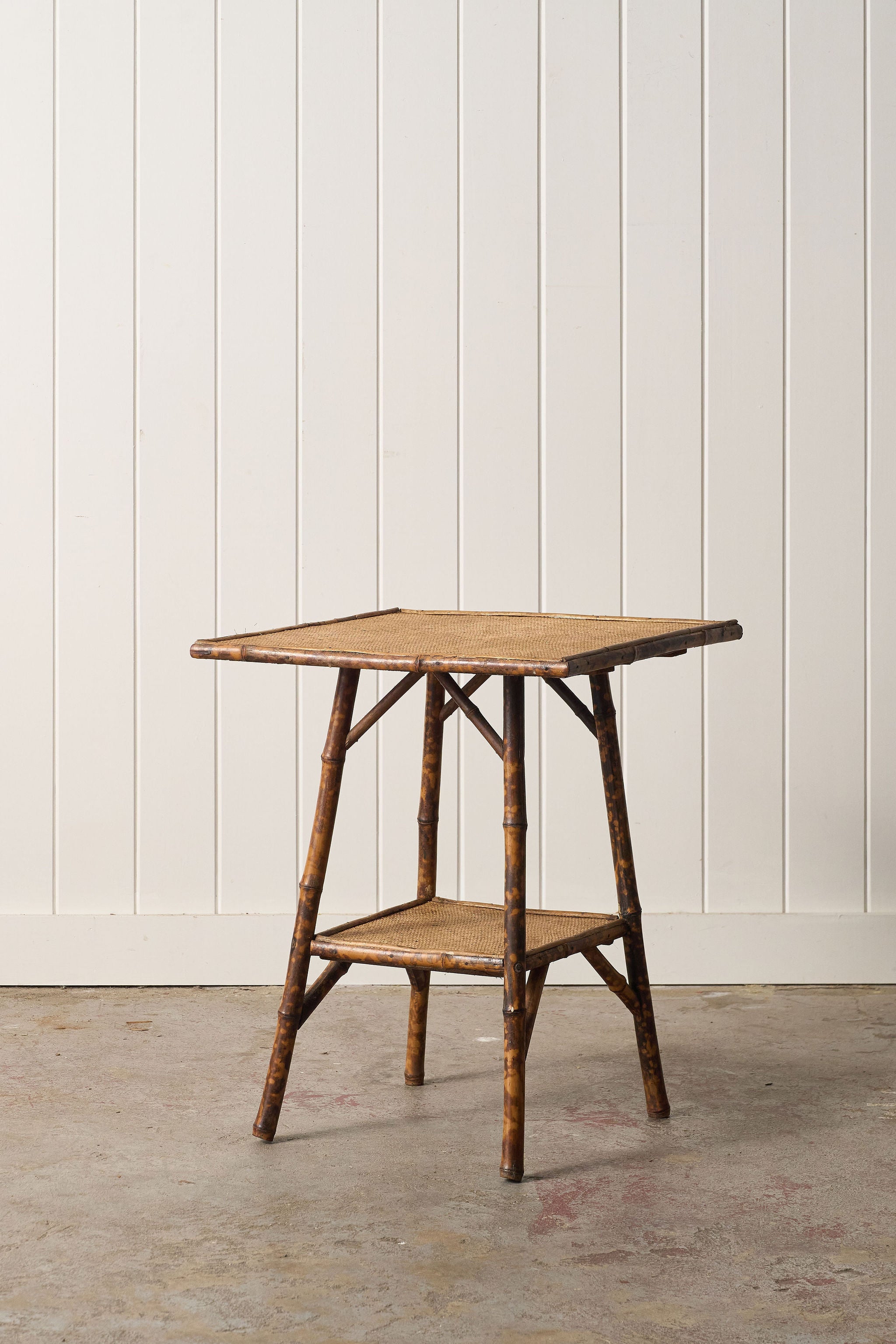19th Century Tortoise Bamboo Two-Tiered Table