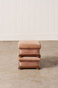 Load image into Gallery viewer, Pair of Footstools with Wooden Base and Rose Upholstery
