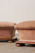 Load image into Gallery viewer, Pair of Footstools with Wooden Base and Rose Upholstery

