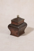 Load image into Gallery viewer, Antique Copper Lidded Tea Caddy with Silver Plated Interior
