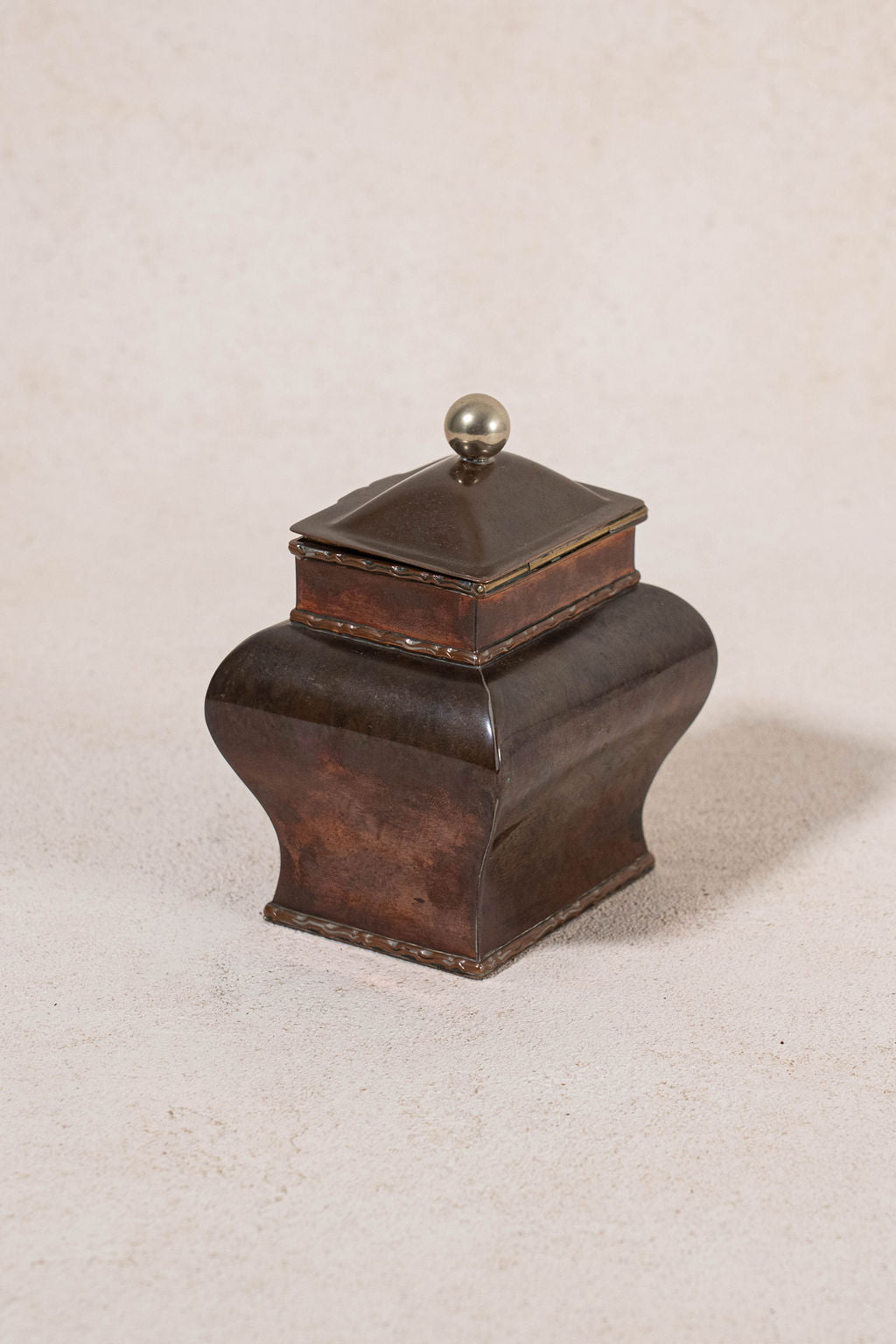 Antique Copper Lidded Tea Caddy with Silver Plated Interior