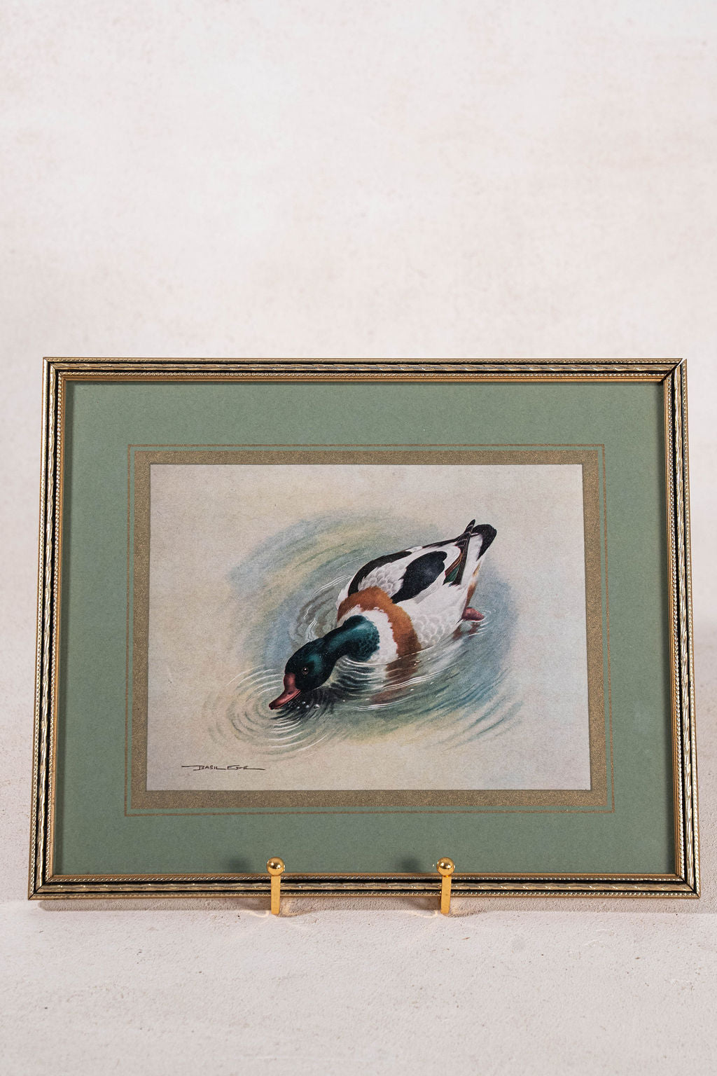 SET of 3 Signed Duck Prints with Green Mats