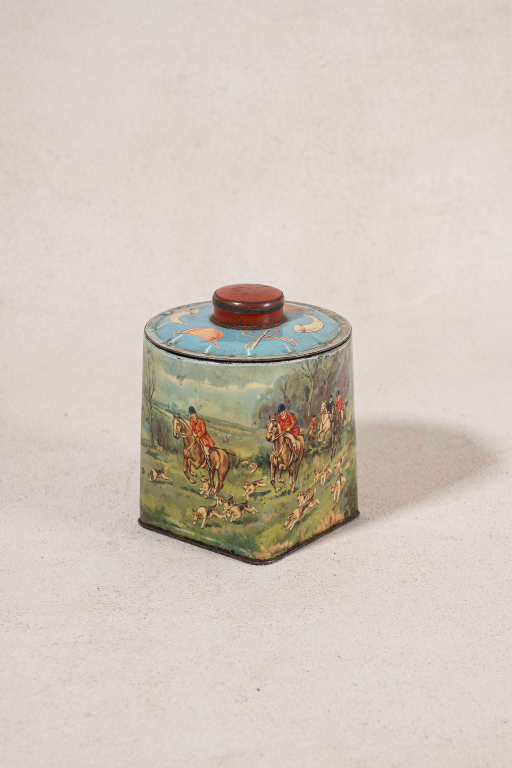 Vintage English Hunting Scene Tin (c. 1950)