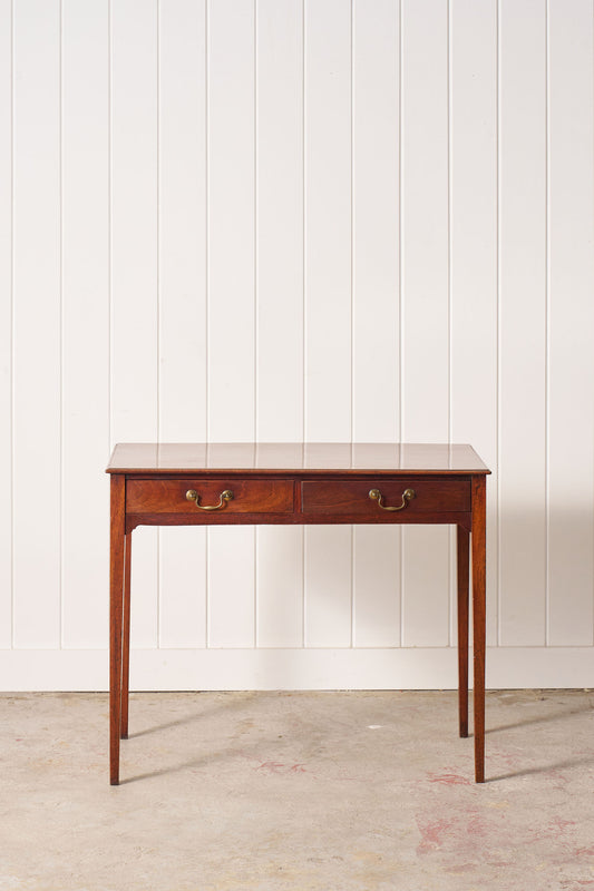 19th Century English Mahogany Side Writing Table with Swan Handles