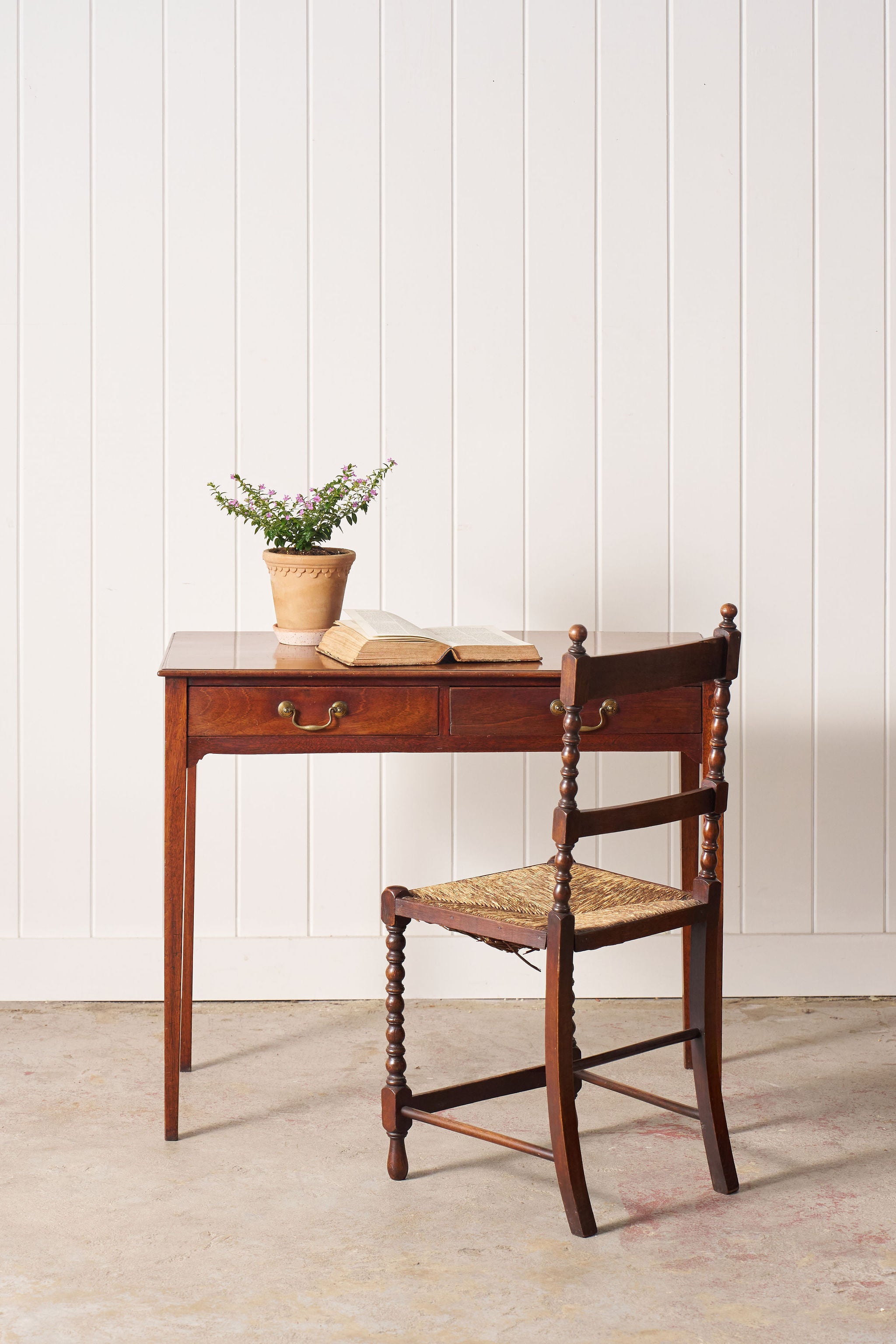 19th Century English Mahogany Side Writing Table with Swan Handles