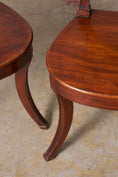 Load image into Gallery viewer, PAIR of 19th Century Walnut Hall Chairs with Green Painted Shields

