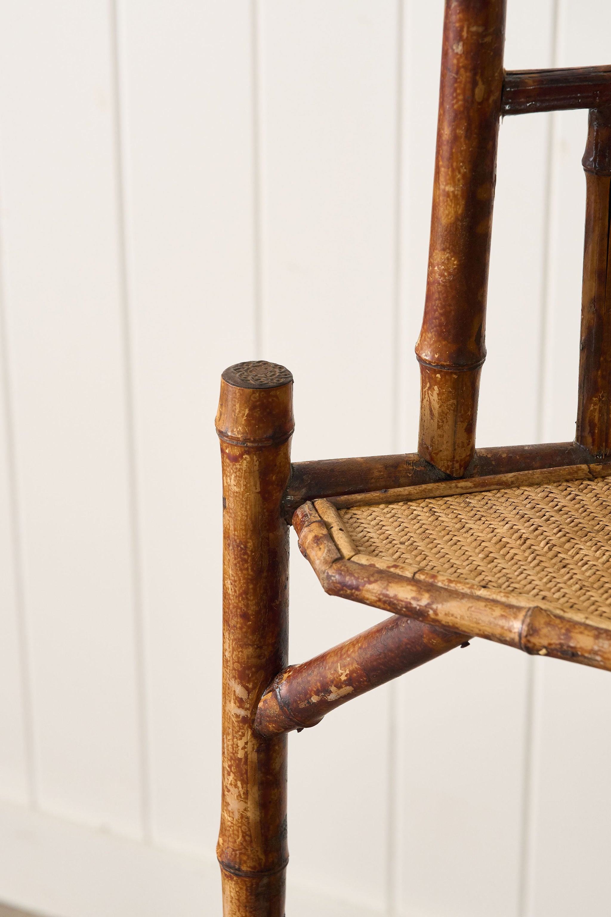19th Century English Tiger Bamboo Corner Shelf
