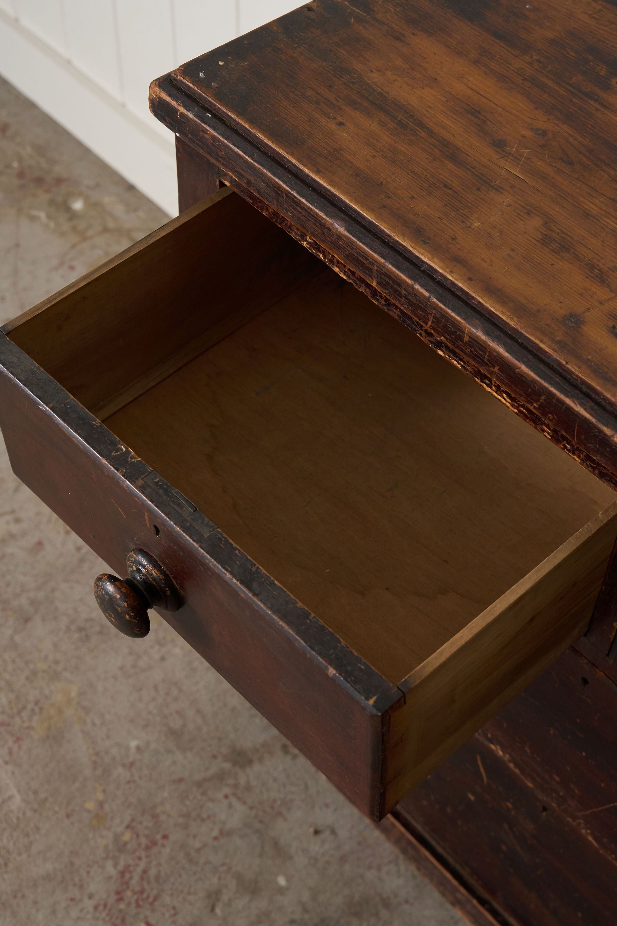 19th Century 2 over 2 Original Chippy Paint English Pine Chest