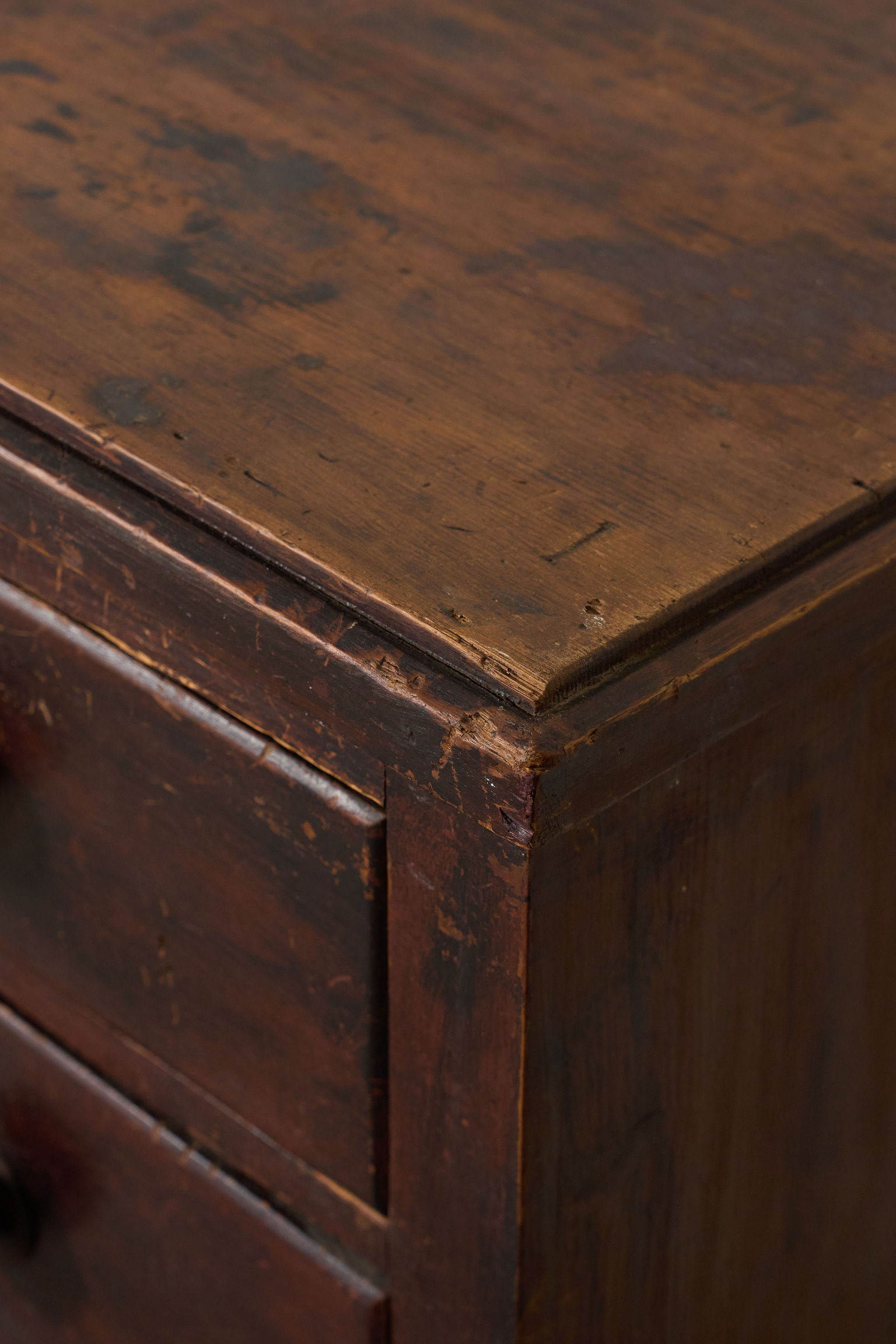 19th Century 2 over 2 Original Chippy Paint English Pine Chest