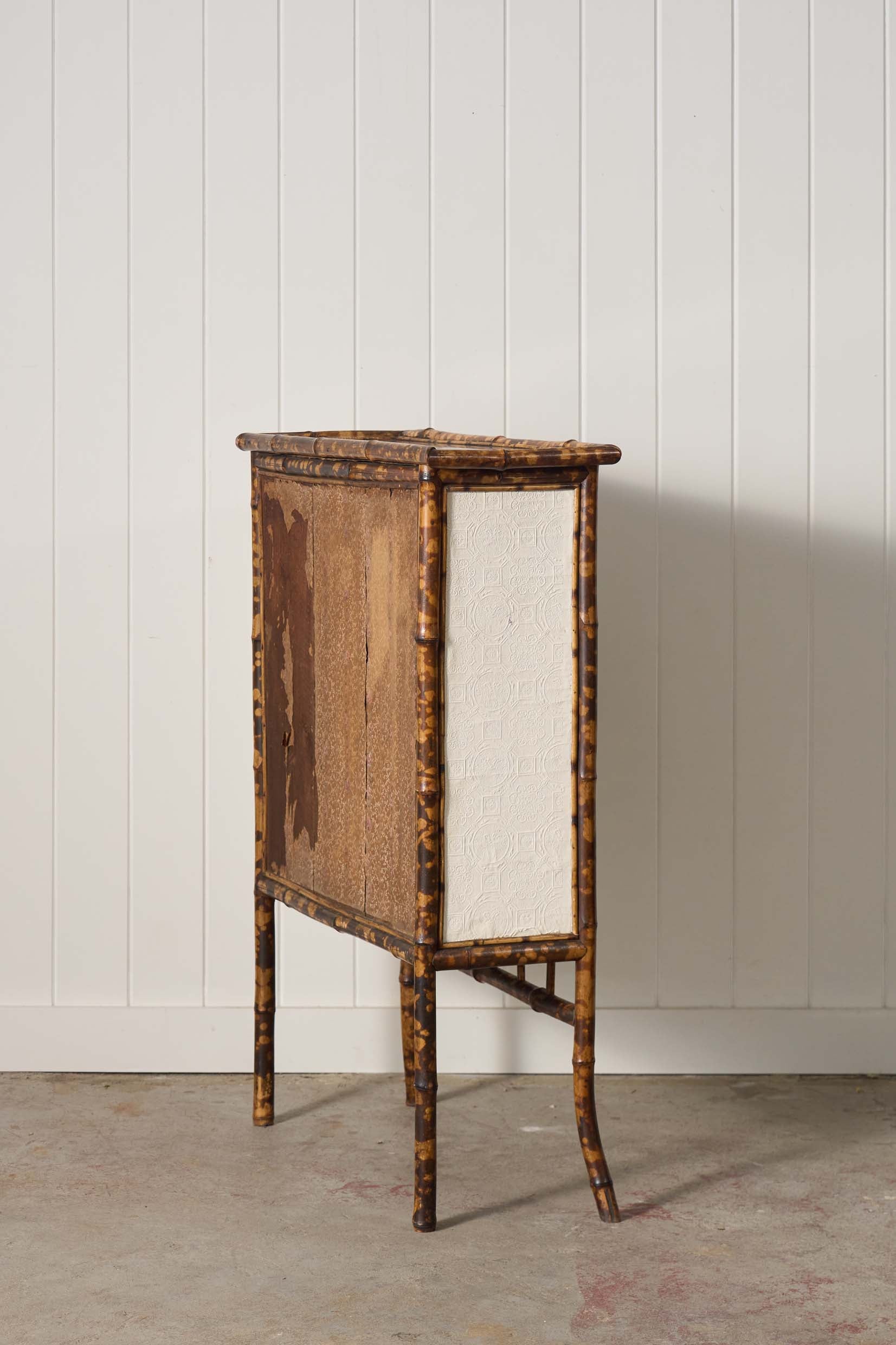 19th Century Tortoise Bamboo 2-Door Glass Front Cabinet