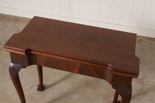 18th Century George I Mahogany Club Footed Game Table with Suede Interior