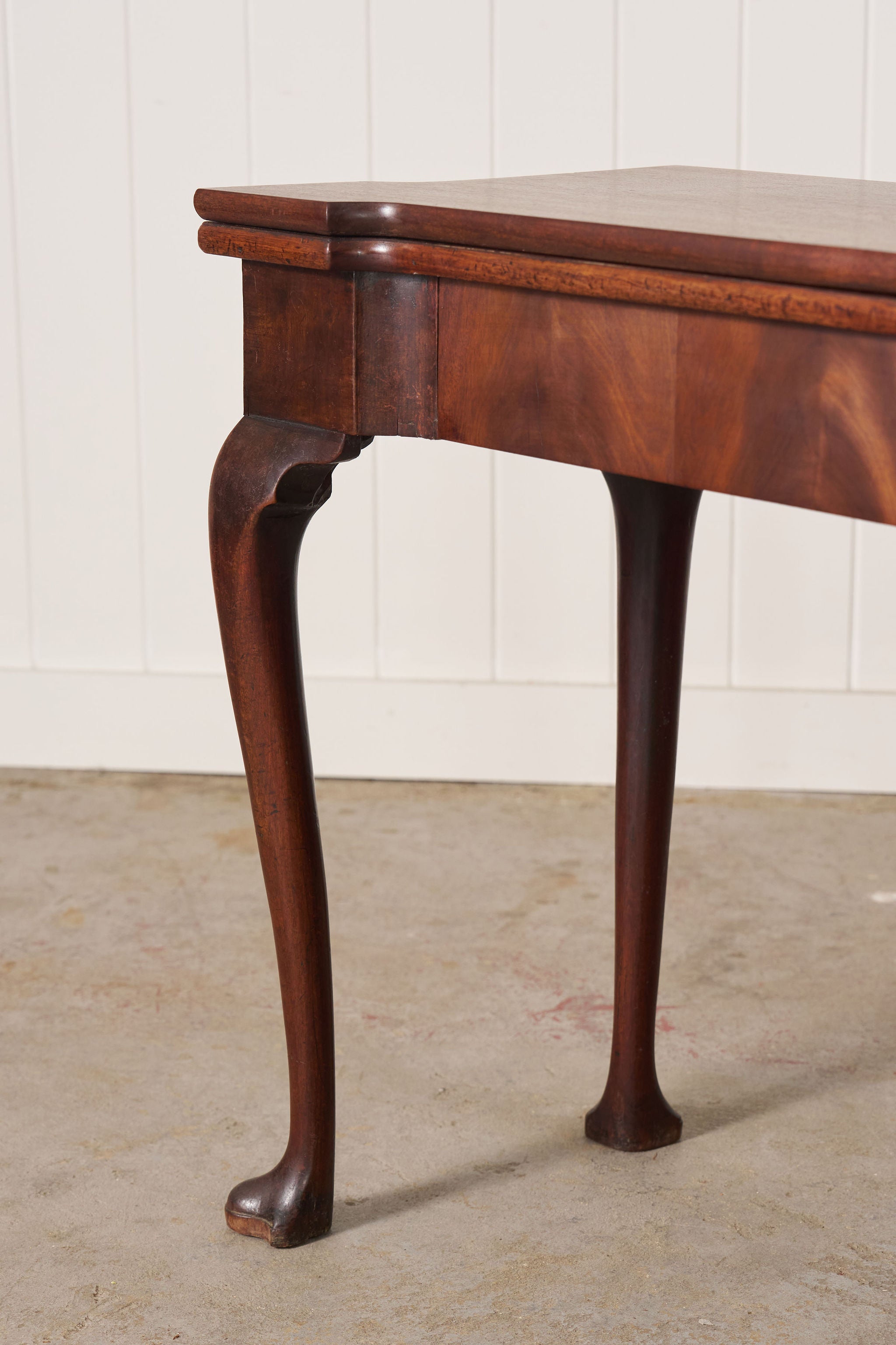 18th Century George I Mahogany Club Footed Game Table with Suede Interior