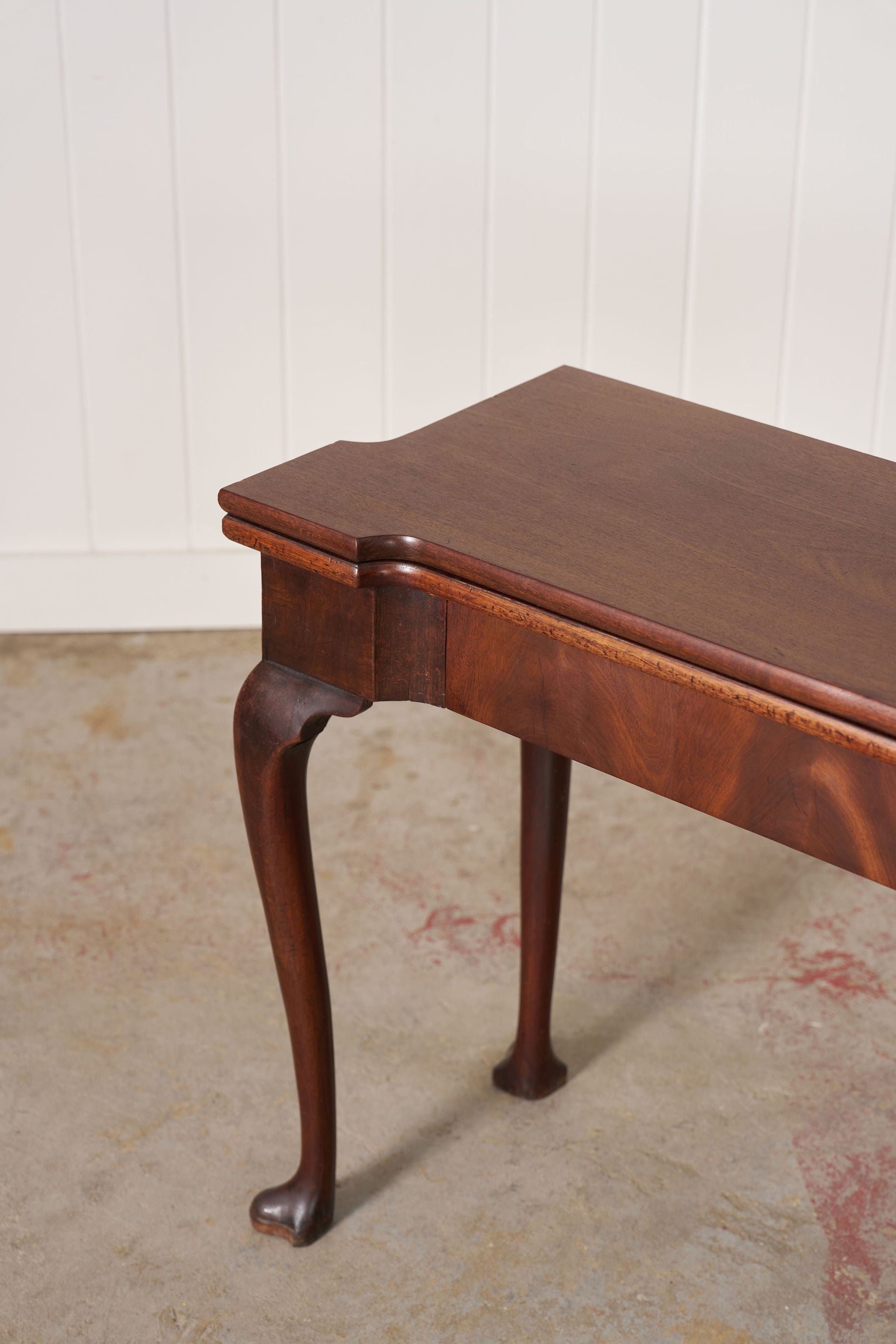 18th Century George I Mahogany Club Footed Game Table with Suede Interior