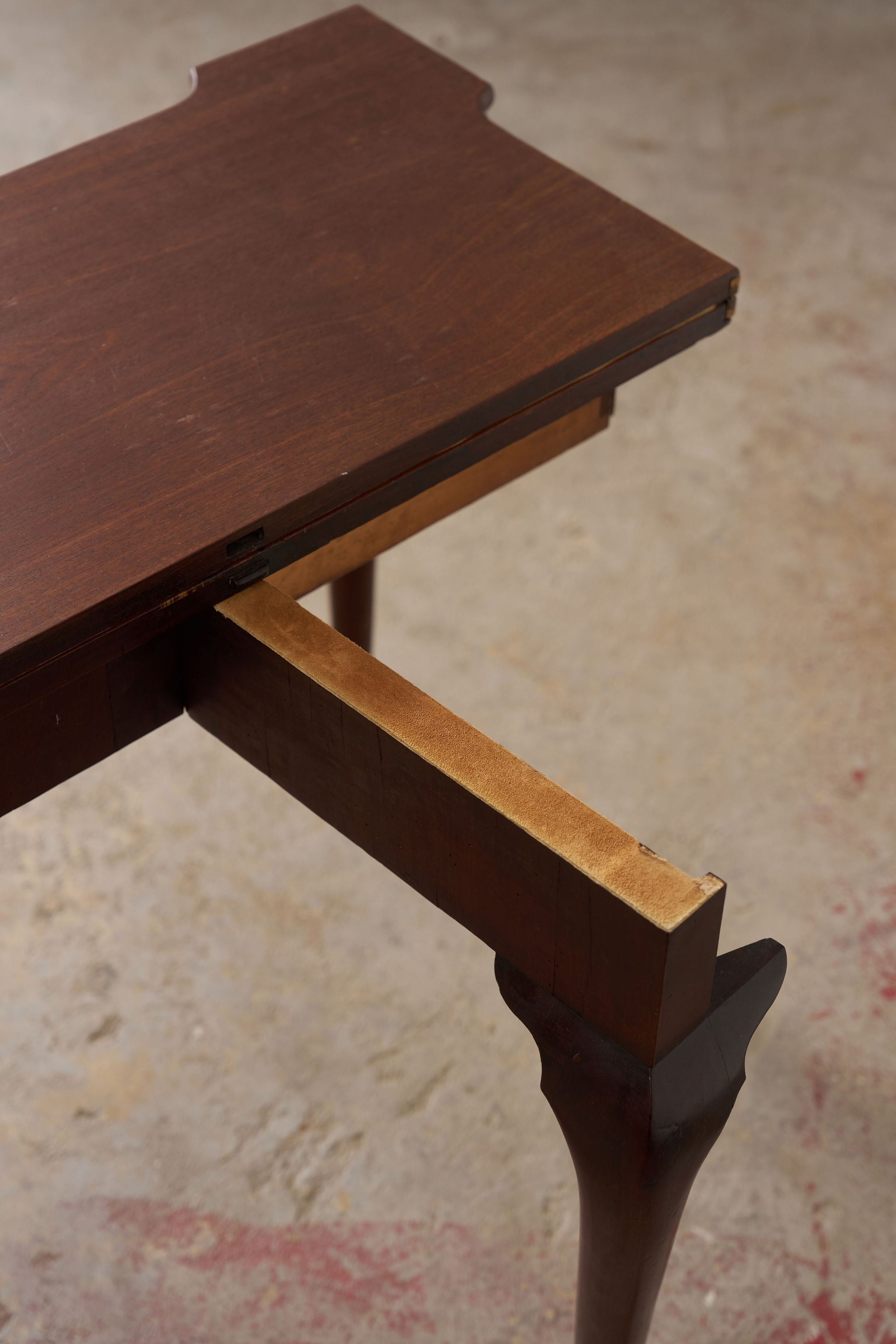 18th Century George I Mahogany Club Footed Game Table with Suede Interior