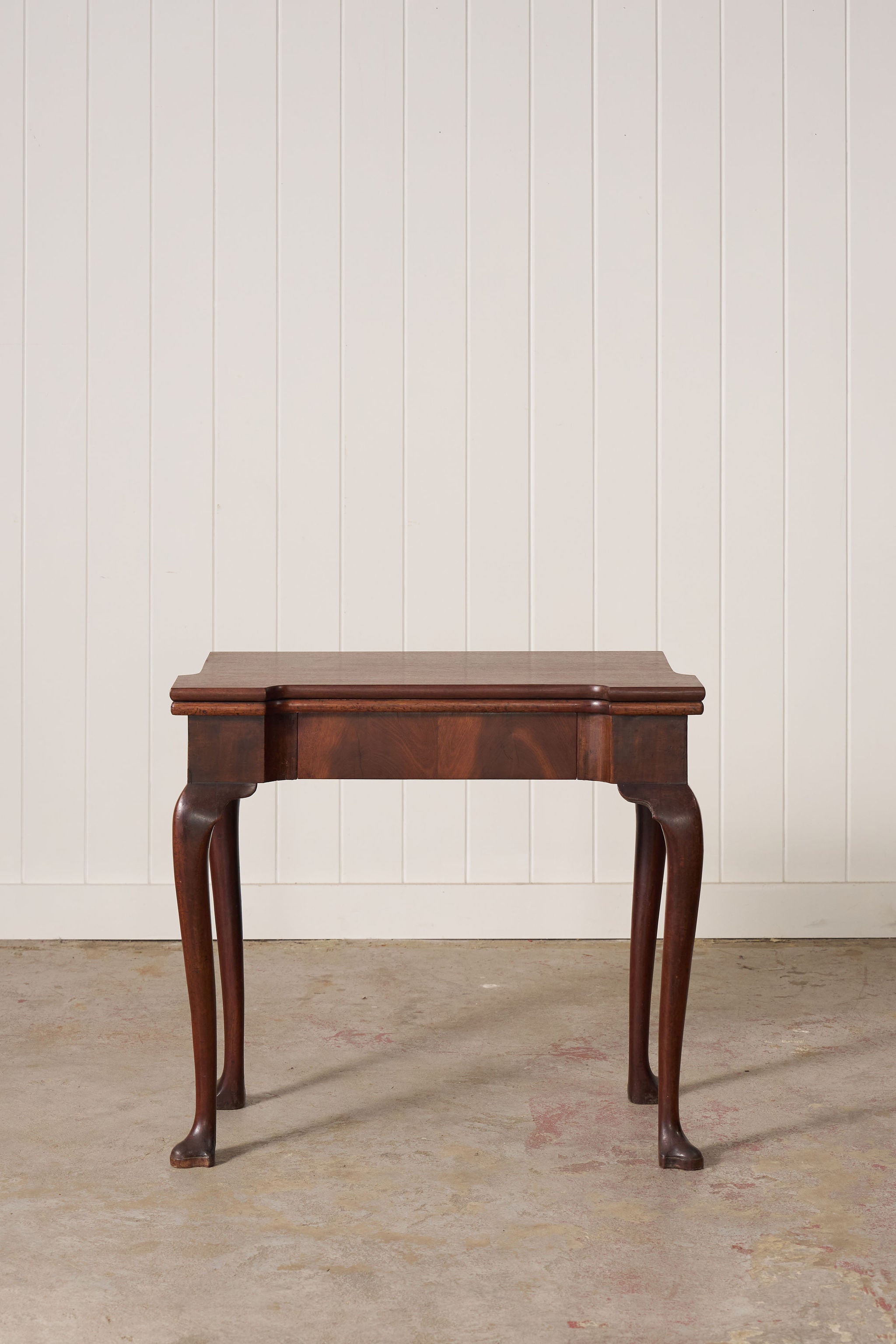 18th Century George I Mahogany Club Footed Game Table with Suede Interior