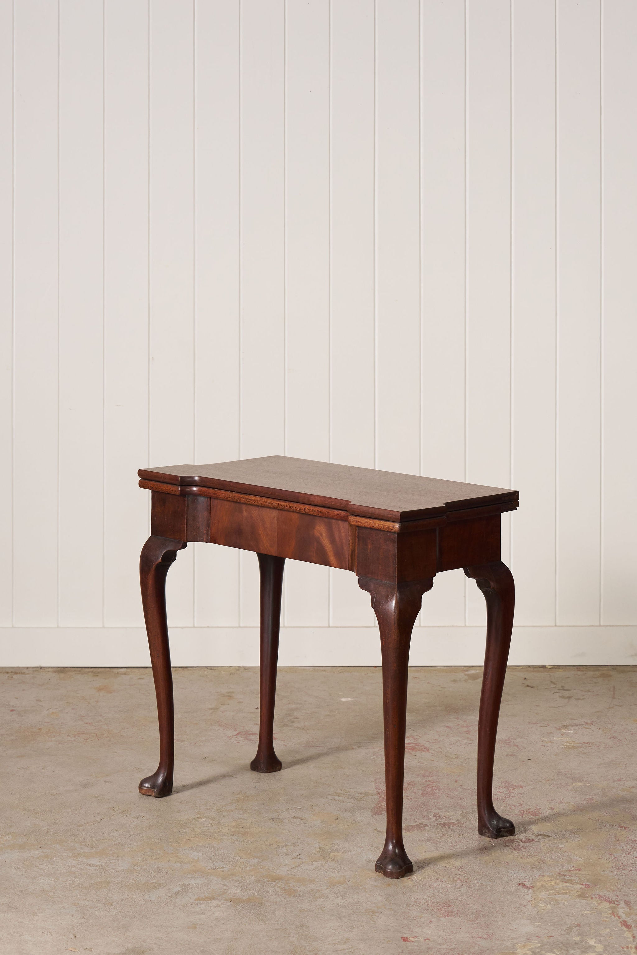 18th Century George I Mahogany Club Footed Game Table with Suede Interior