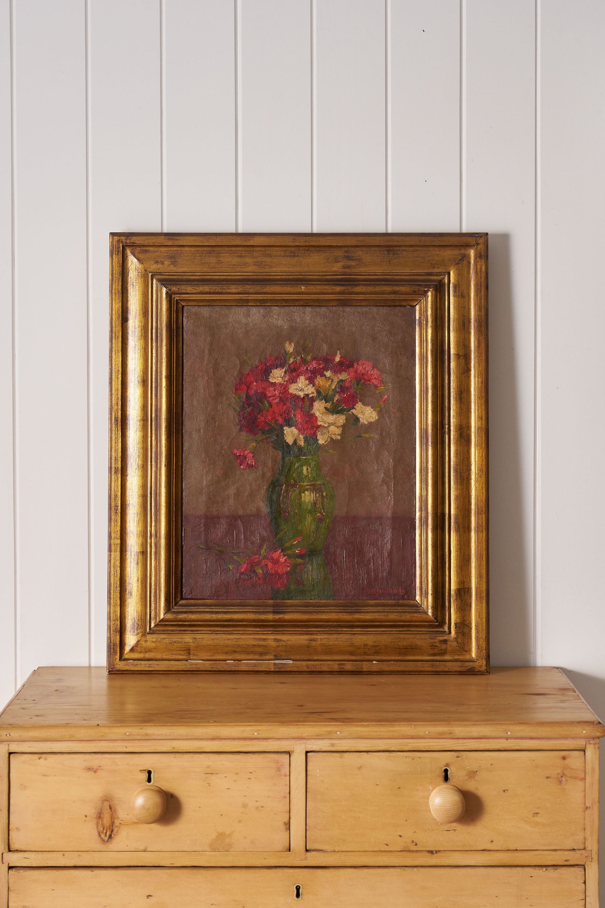 Original Signed Belgian Floral Oil on Canvas | by Alphonse Van Beurden Belgian
