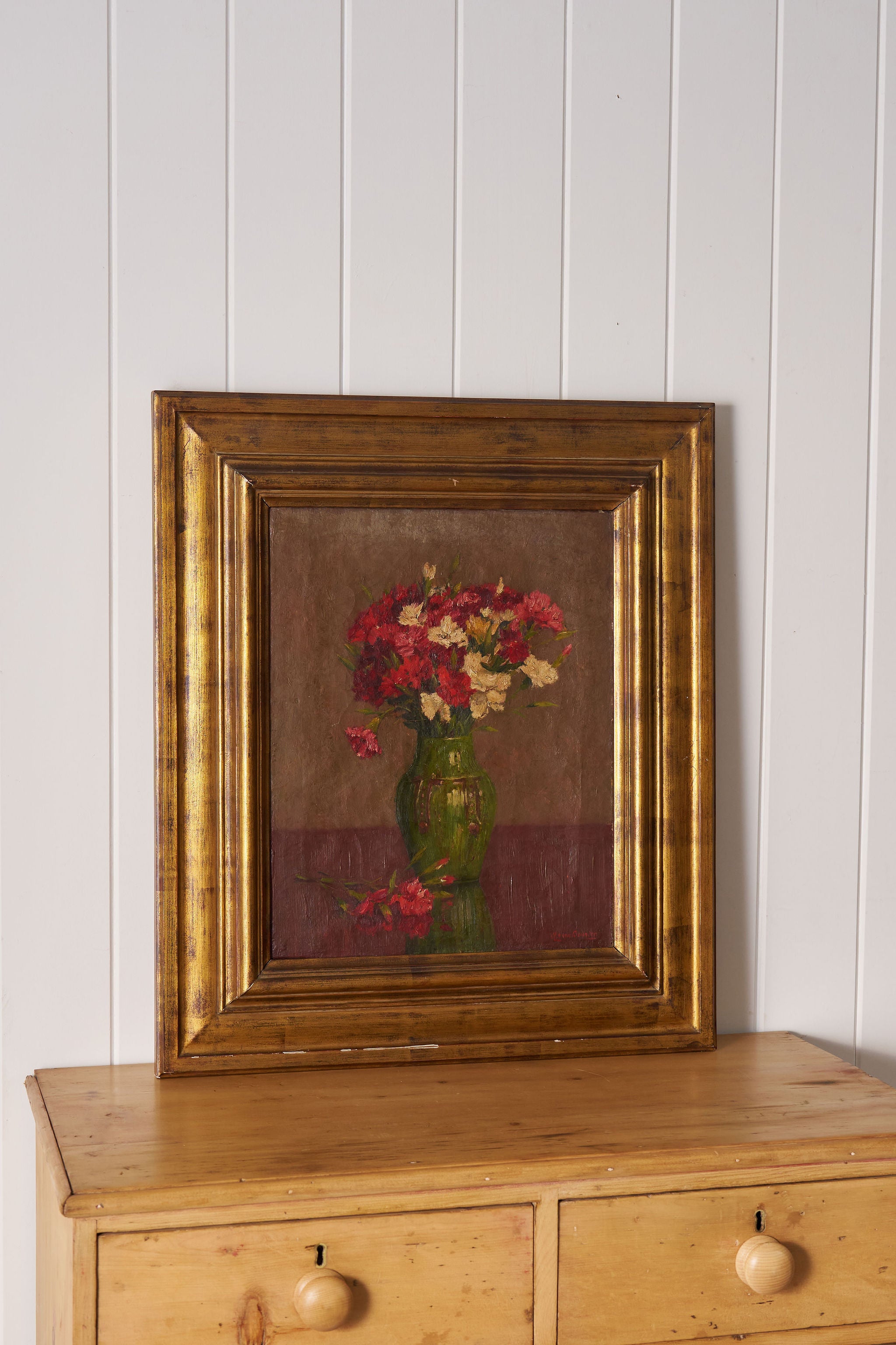 Original Signed Belgian Floral Oil on Canvas | by Alphonse Van Beurden Belgian