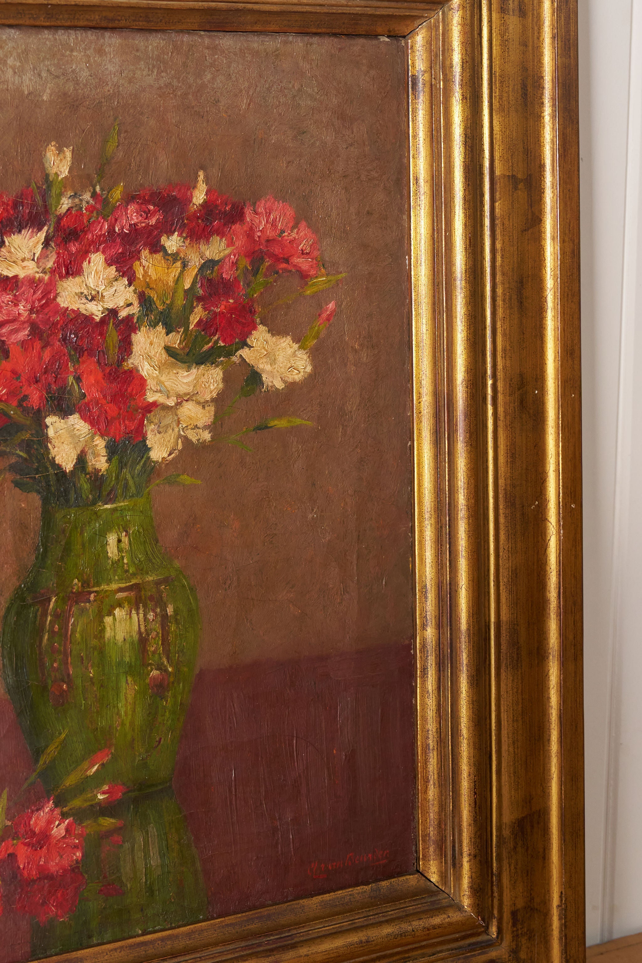 Original Signed Belgian Floral Oil on Canvas | by Alphonse Van Beurden Belgian