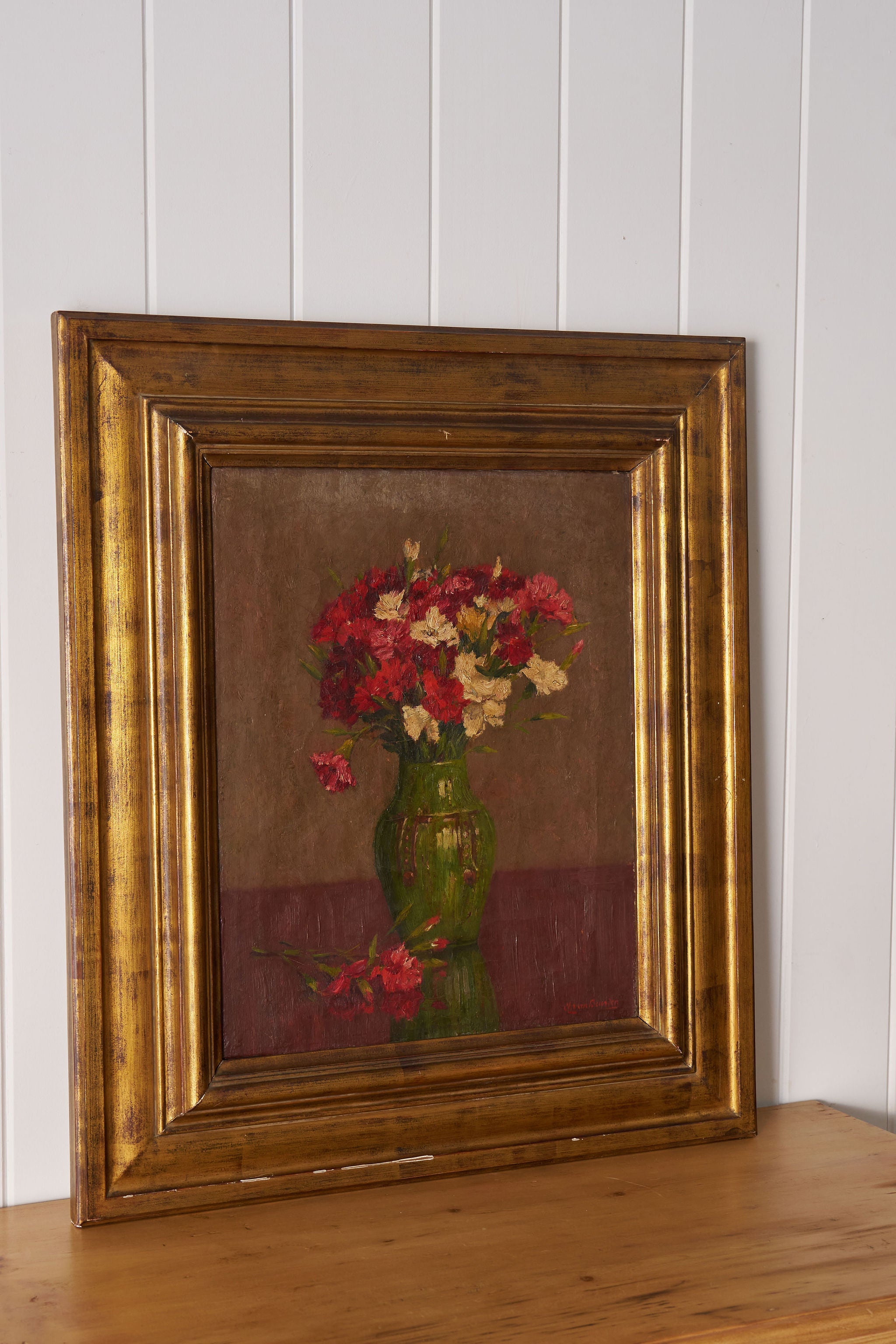 Original Signed Belgian Floral Oil on Canvas | by Alphonse Van Beurden Belgian