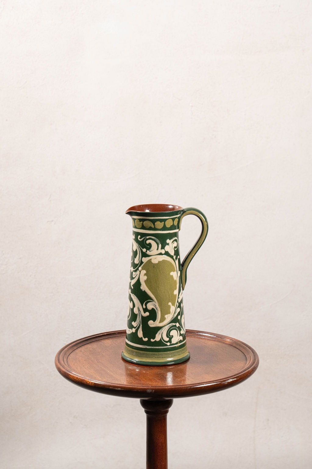 Hand Painted Green Glazed Jug (Stamped; Vale England)