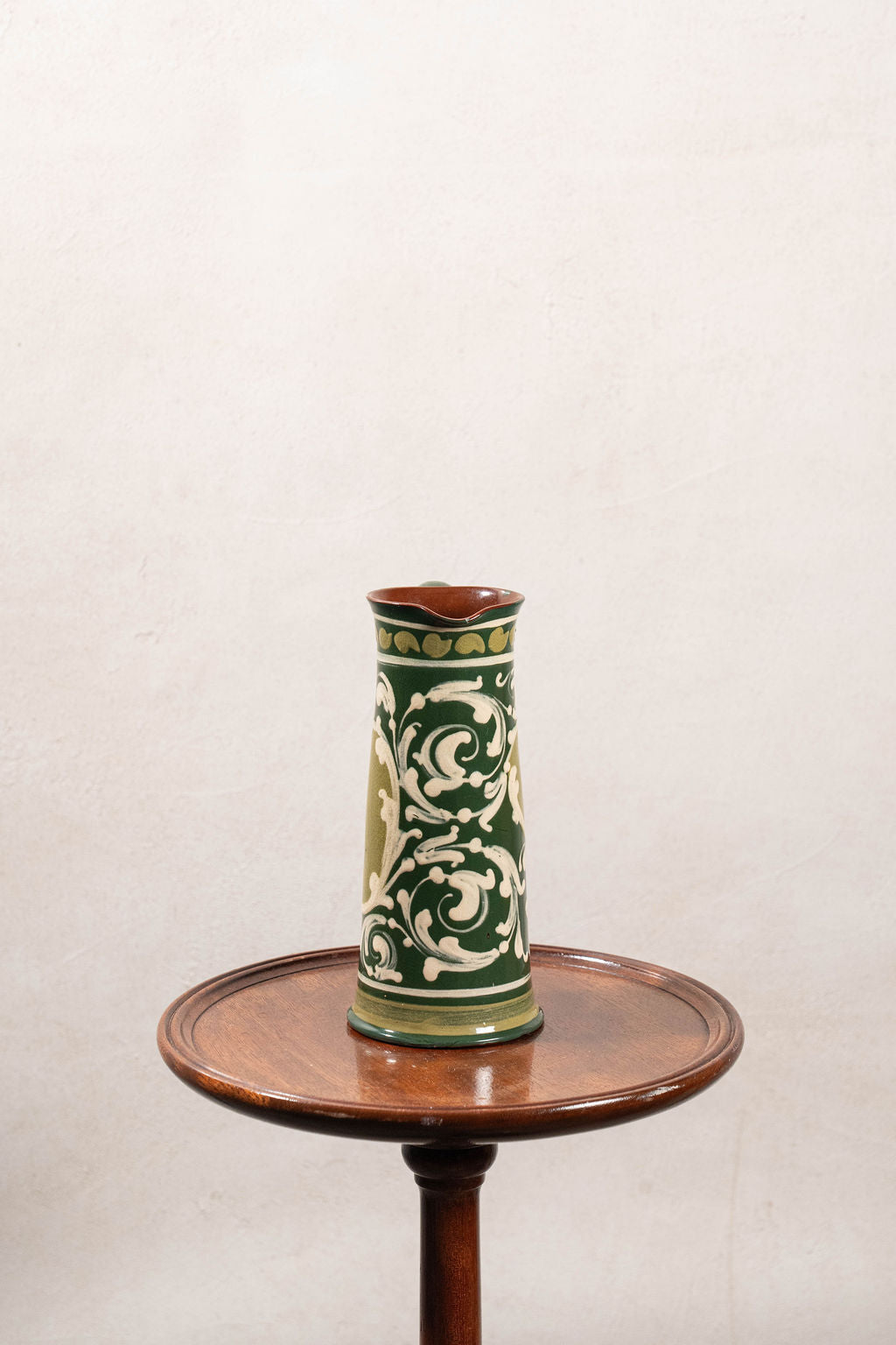 Hand Painted Green Glazed Jug (Stamped; Vale England)