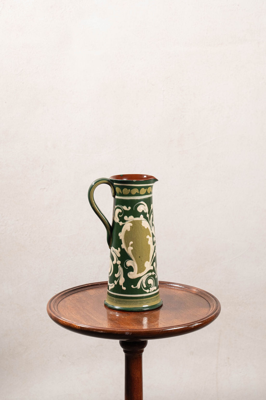 Hand Painted Green Glazed Jug (Stamped; Vale England)